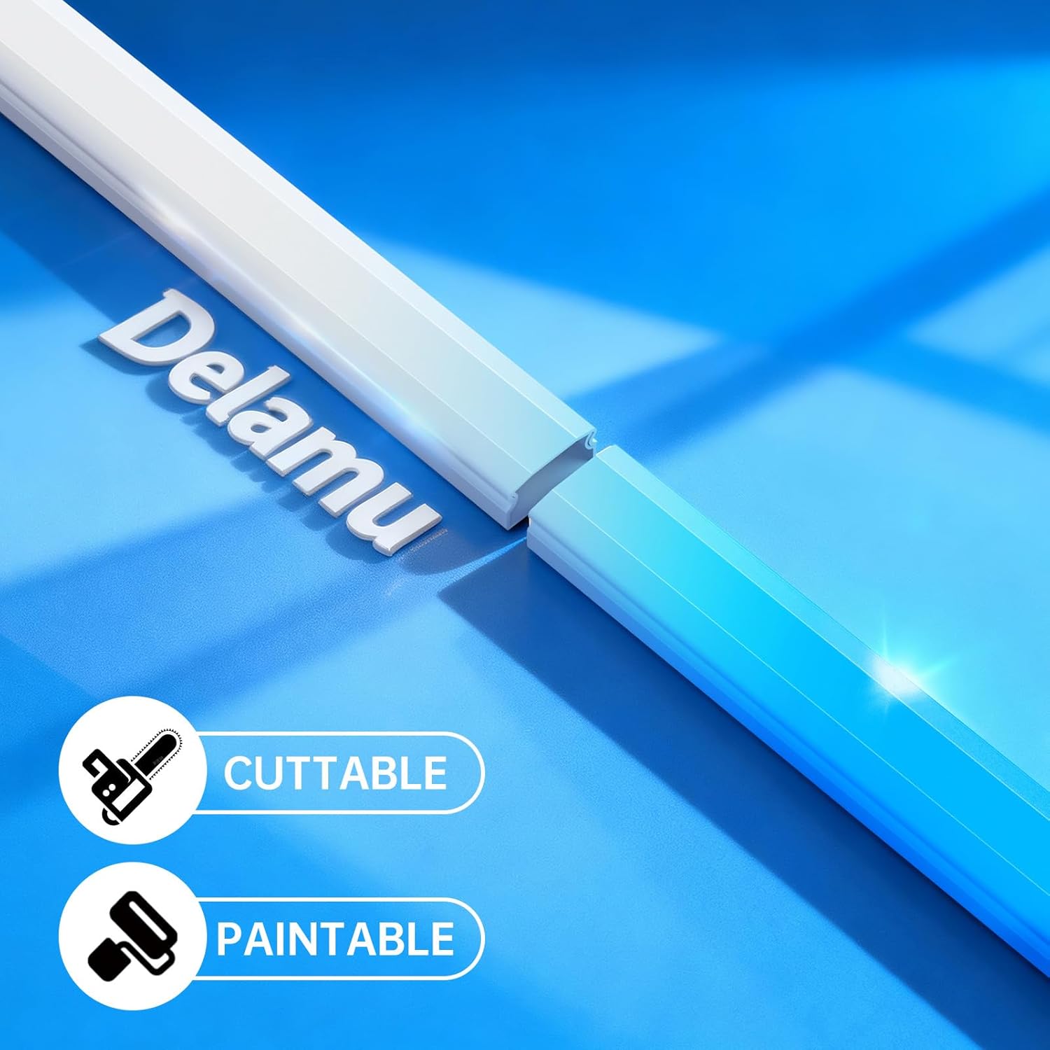 Thumbnail 6 de Delamu Kabelkanal Weiß selbstklebend Set (6 Stück, 2,16 m) – 30 x 17 mm für TV & Computer