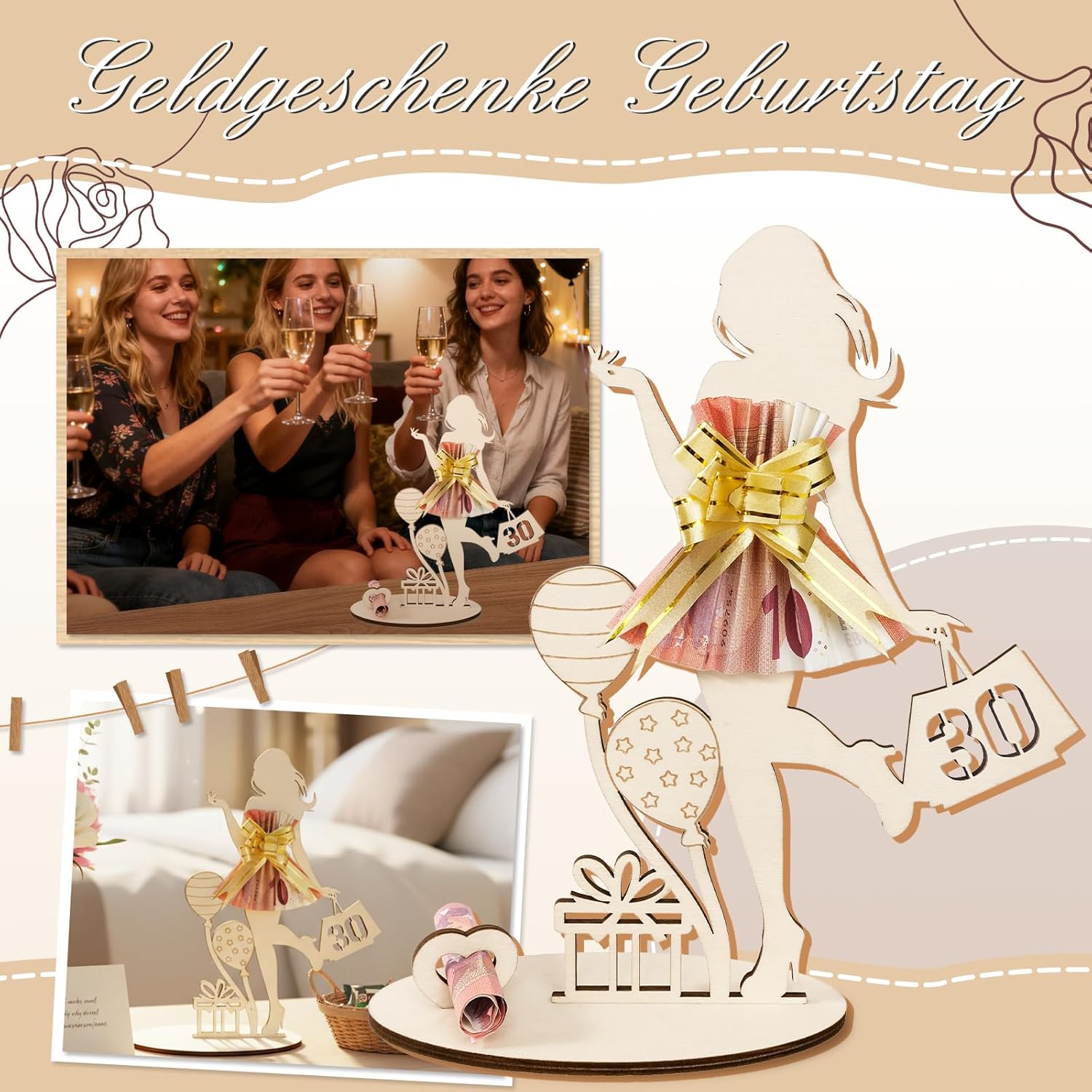 Thumbnail 4 de Geldgeschenk Geburtstag 30 Holzschild