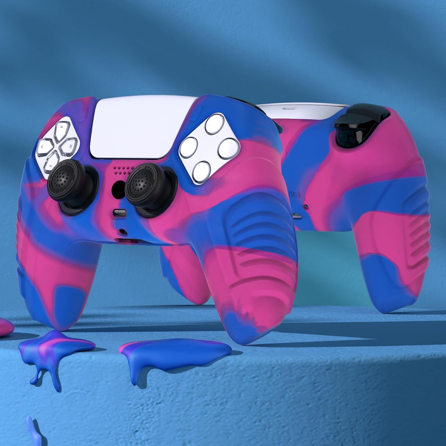 Thumbnail 5 de PlayVital Raging Warrior Edition PS5 Controller Case Cover – Pink, Purple & Blue