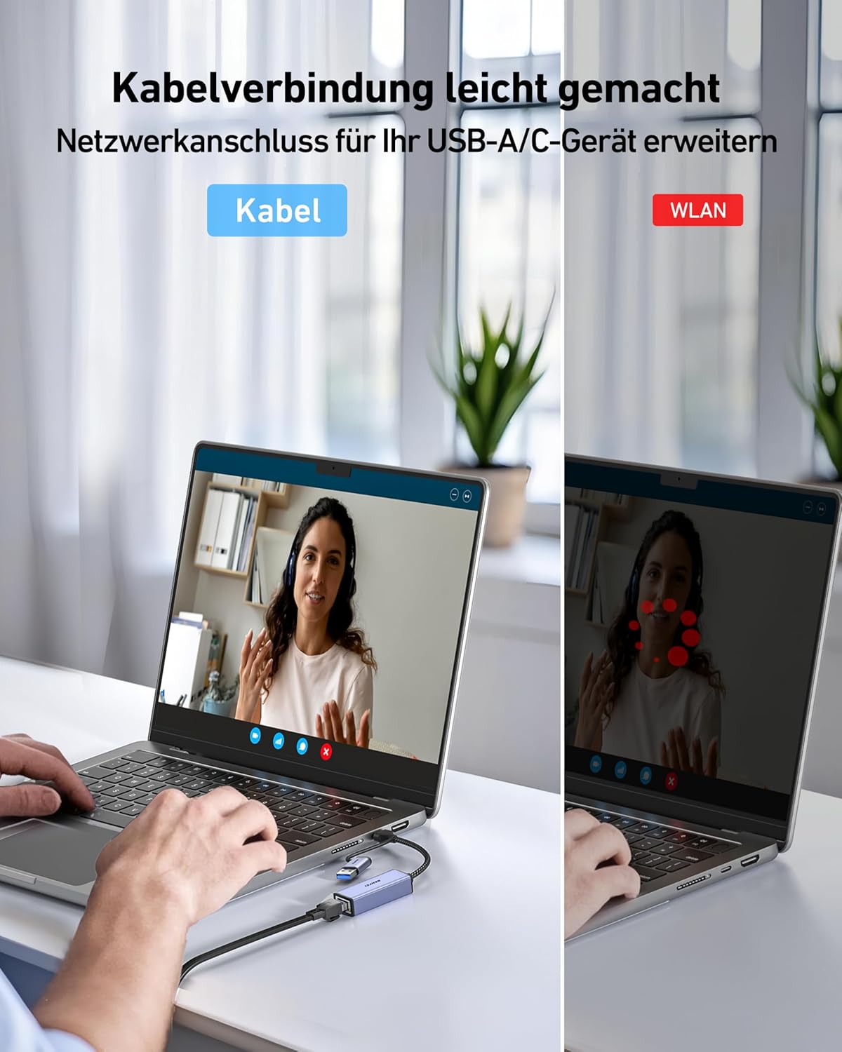 Detalle 2 de BENFEI USB-C Ethernet Adapter 1 Gbit/s đ