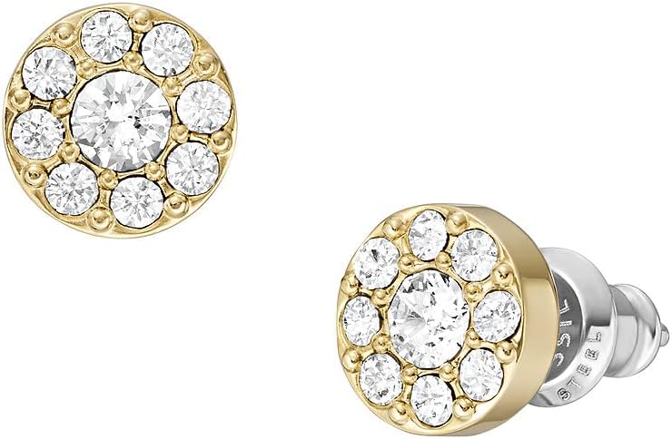 Detalle de Fossil Damen Ohrringe aus goldfarbenem Edelstahl mit Pfostenverschluss, 7×7 mm
