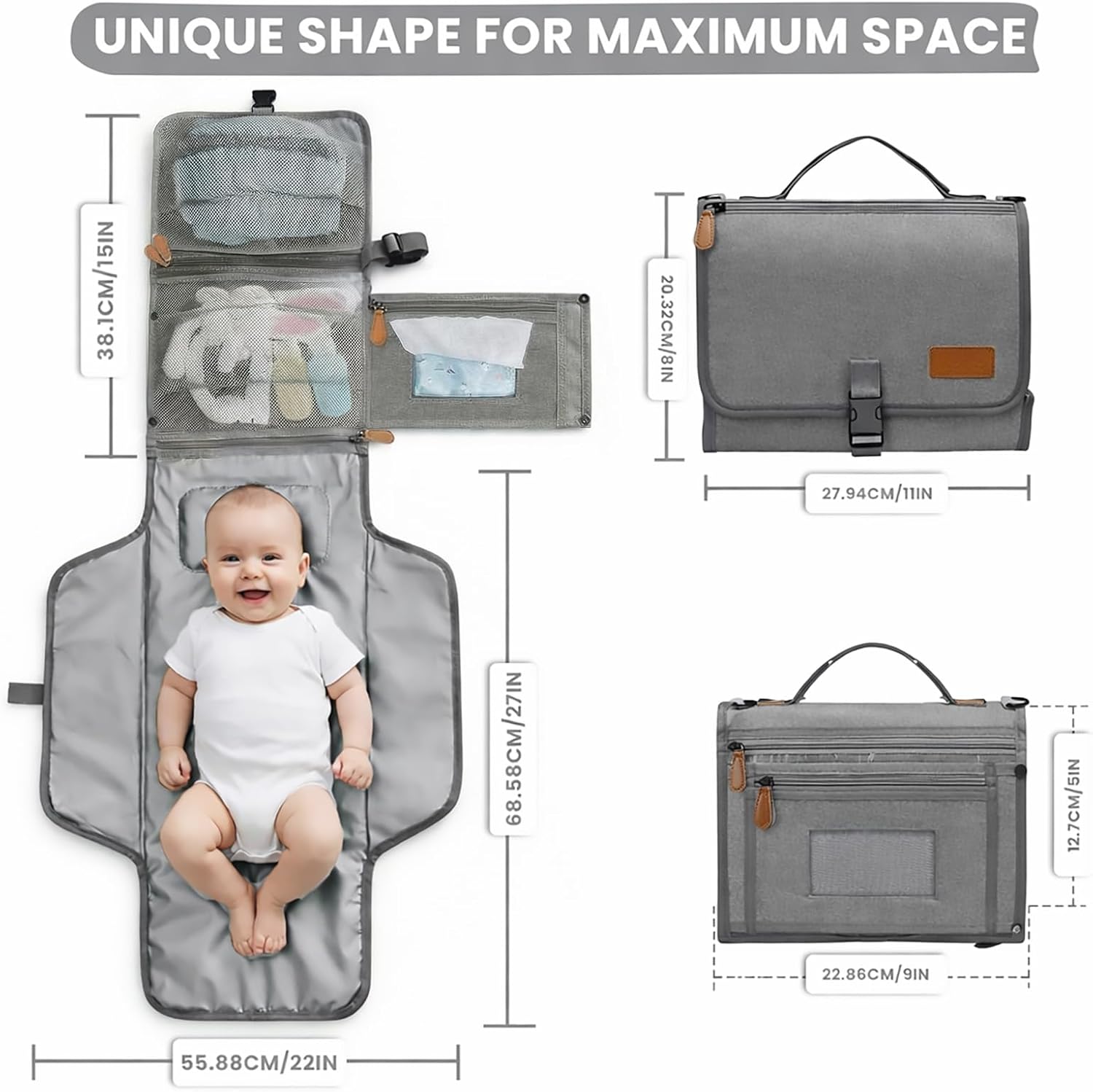 Thumbnail 6 de UBRAVOO Portable Diaper Changing Pad Grey