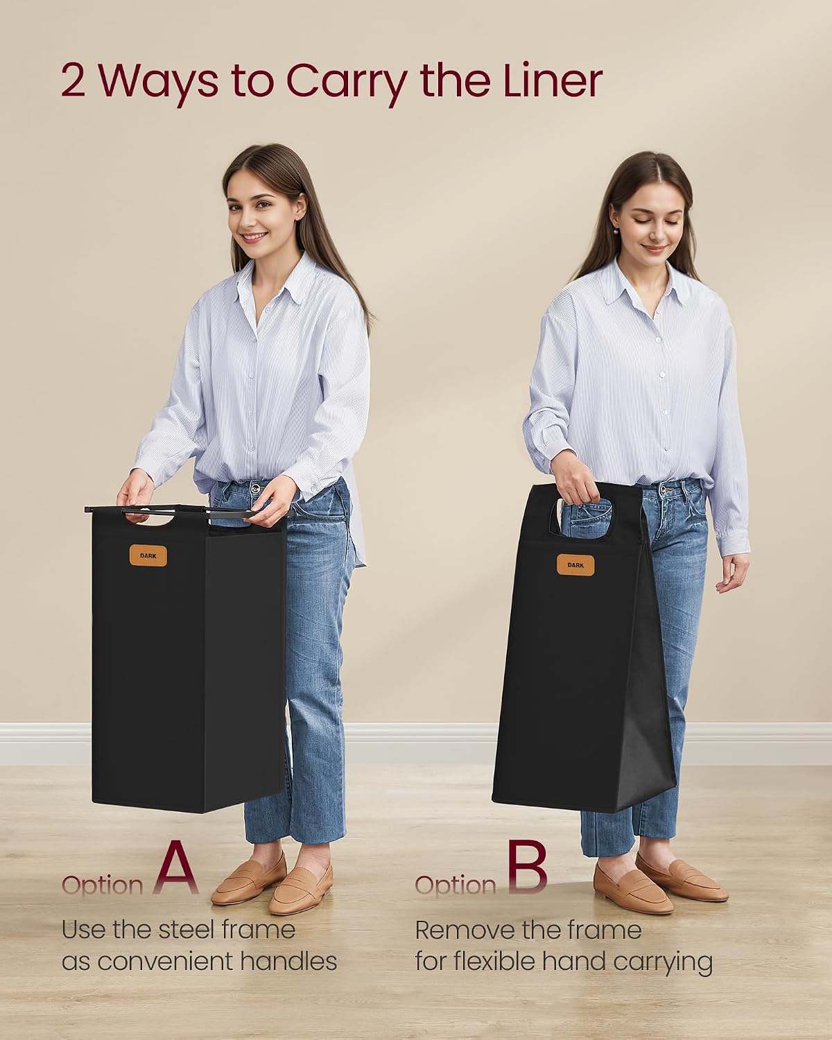 Thumbnail 6 de VASAGLE STEVIE RLS100B01 150 L Laundry Hamper with 4 Bags and Shelf