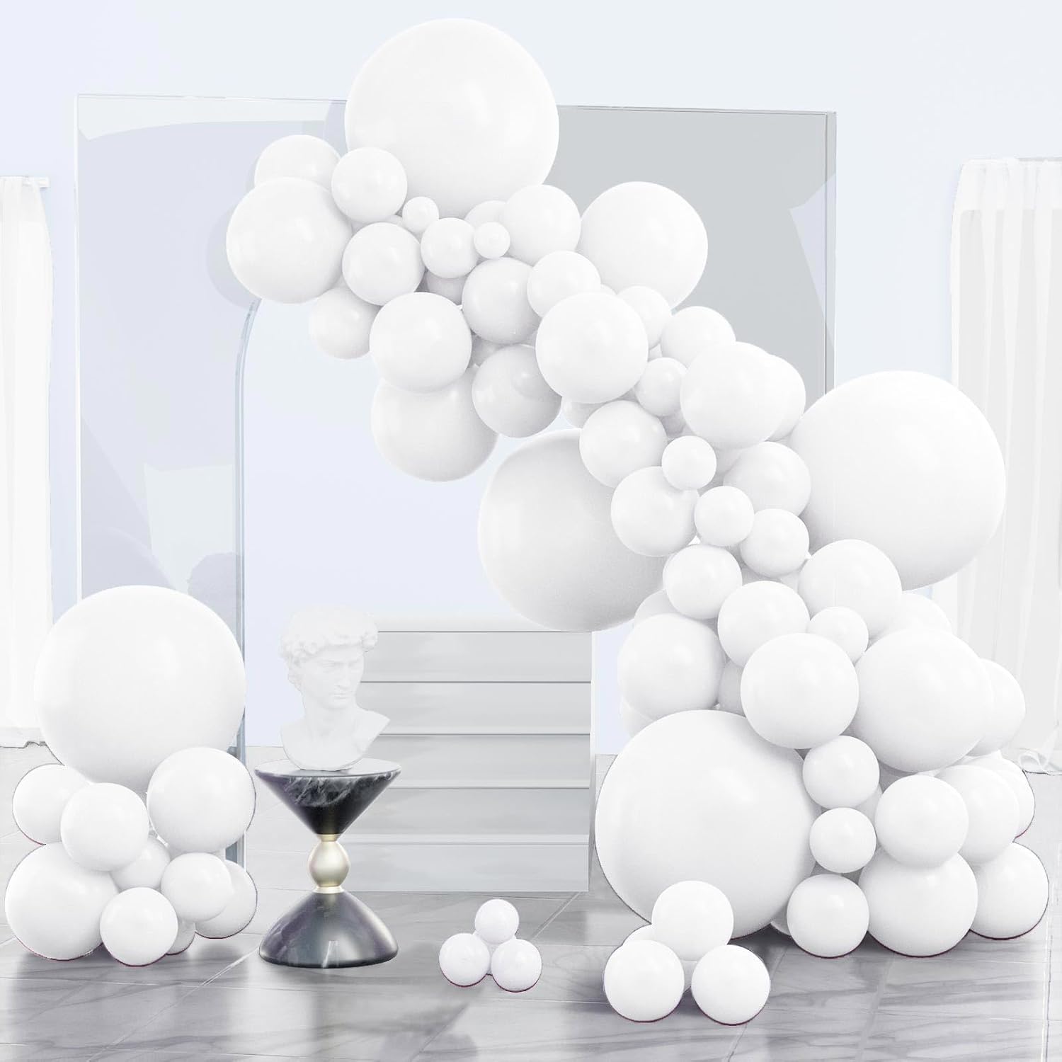 PartyWoo White Balloons 140 pcs