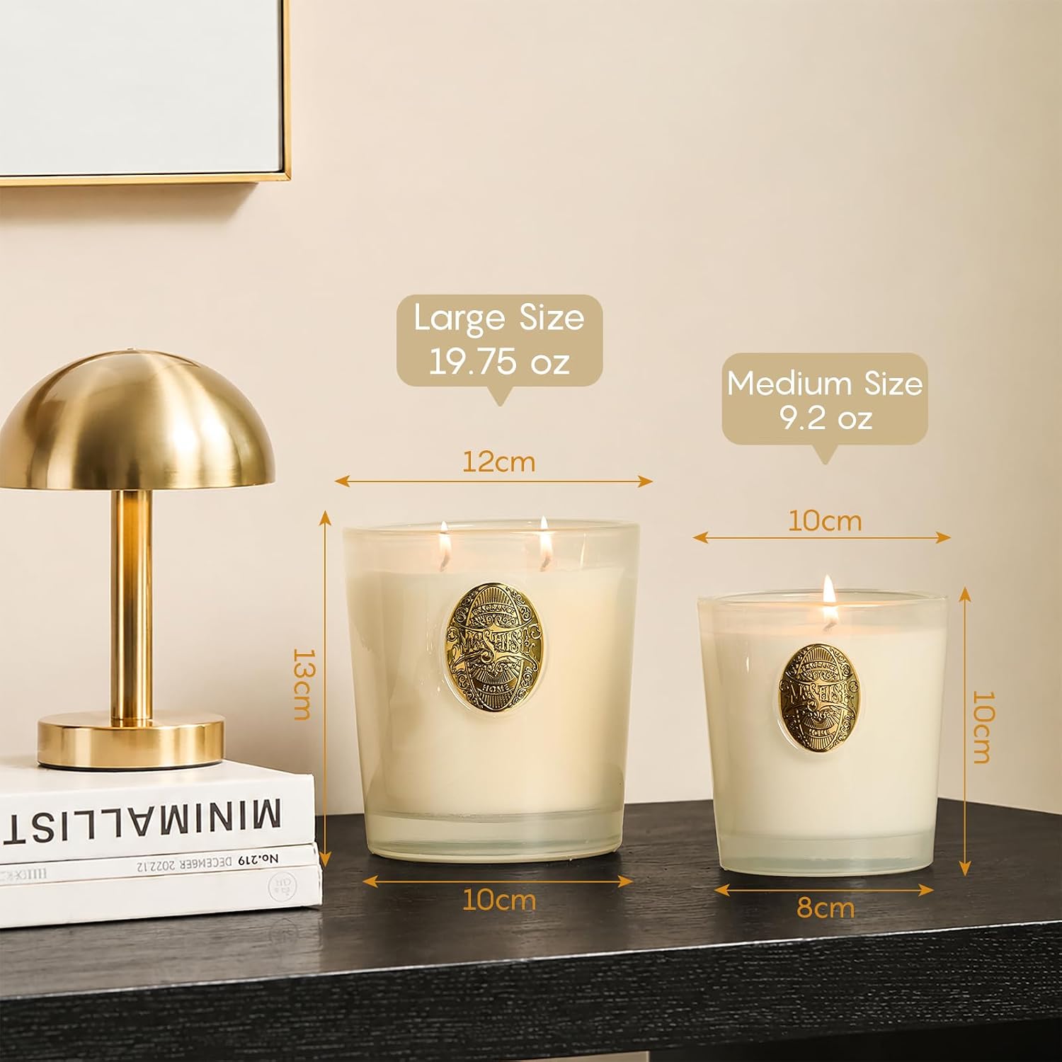 Detalle de M&SENSE Scented Candles 260g Vanilla Dream – Natural Soy Wax, 55 Hours Burn Time