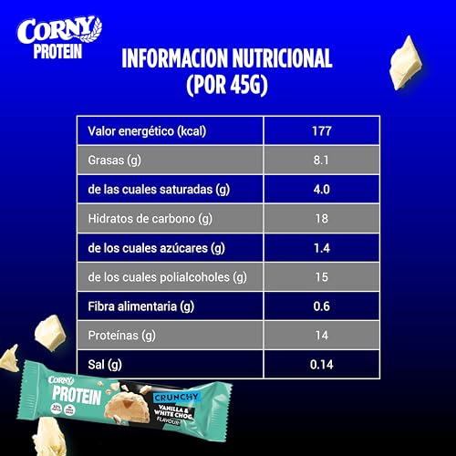 Detalle 2 de Corny Protein Crunchy Vanille White Choc 12×45g 🍫