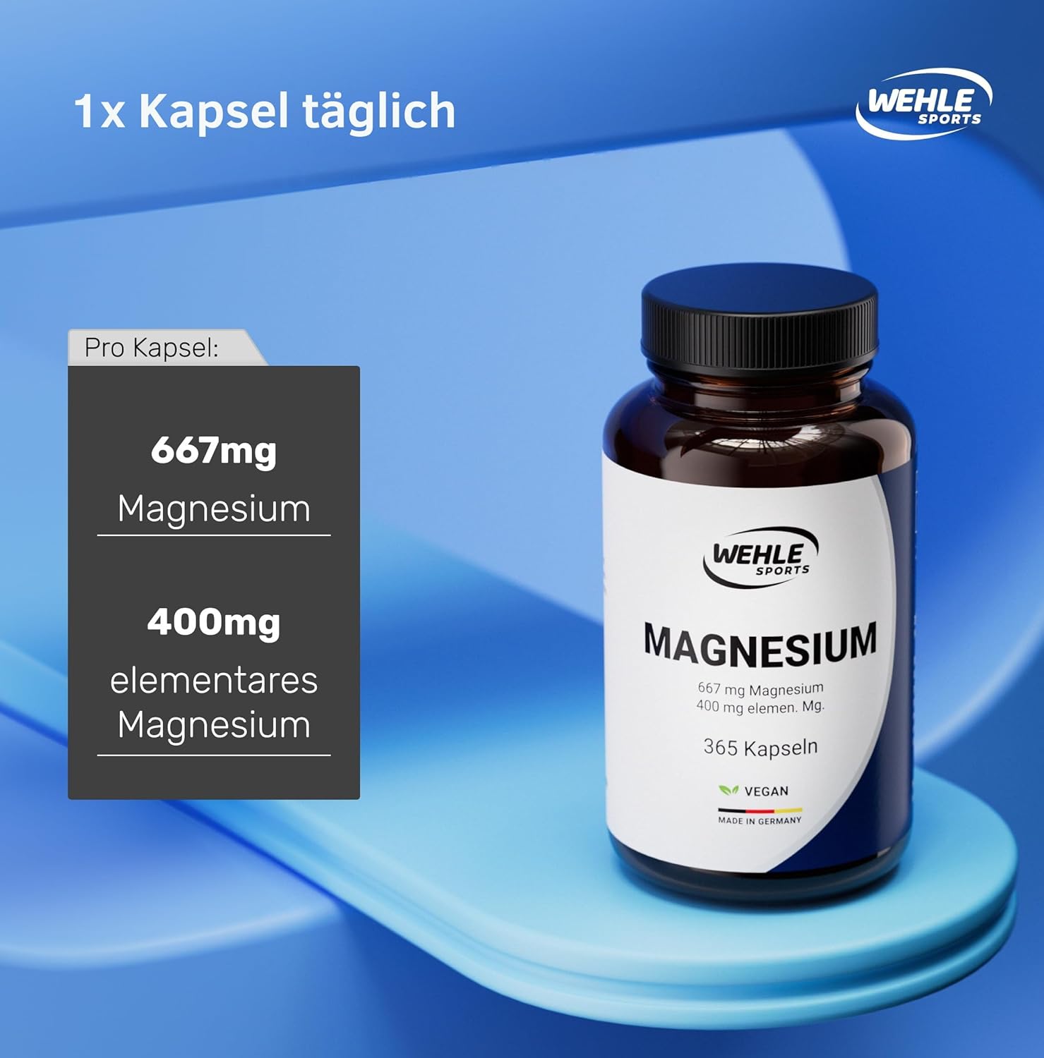 Thumbnail 2 de Wehle Sports Magnesium 400mg Kapseln hochdosiert