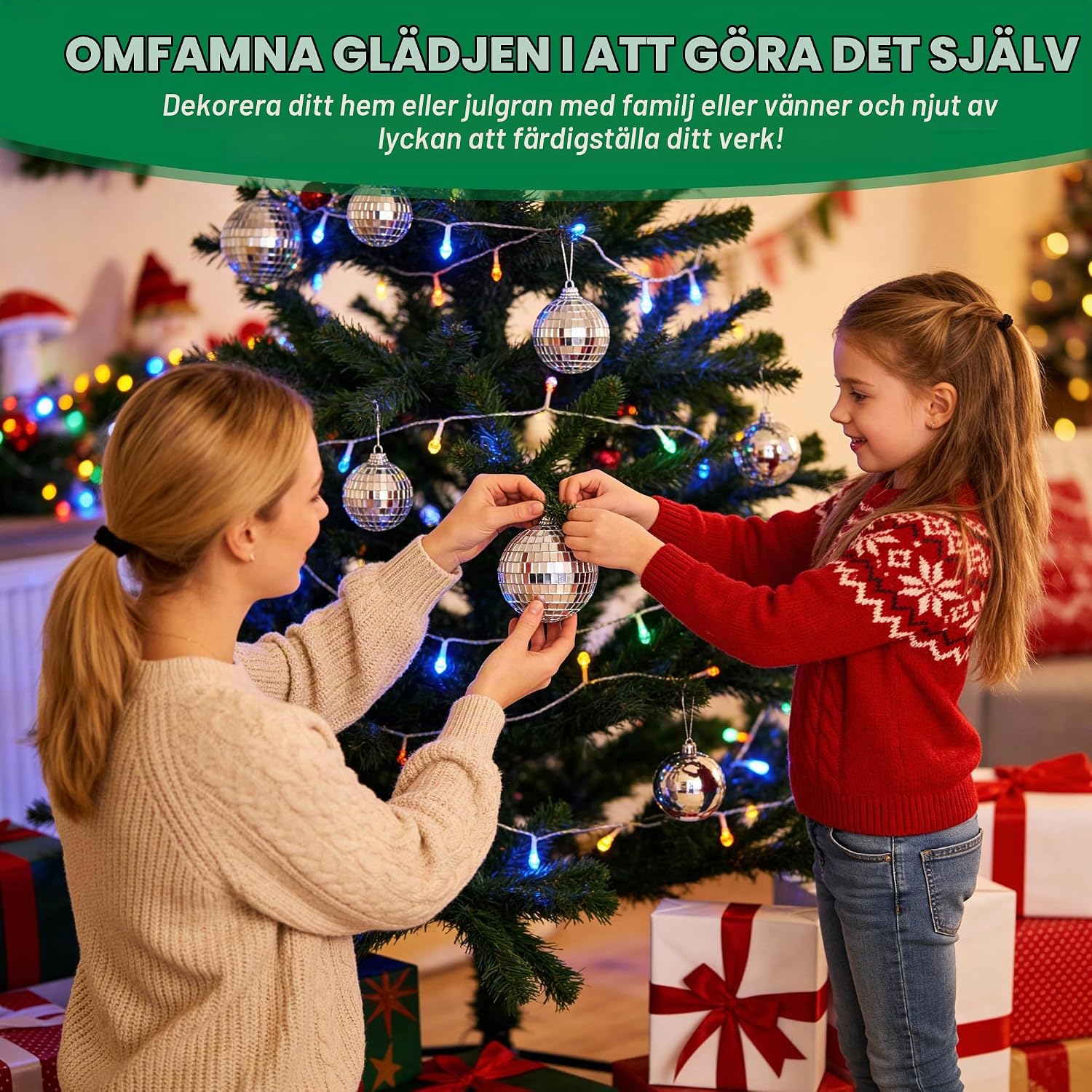 Detalle de ACOMTUO hängande discokulor, 32 spegelbollar i fem storlekar