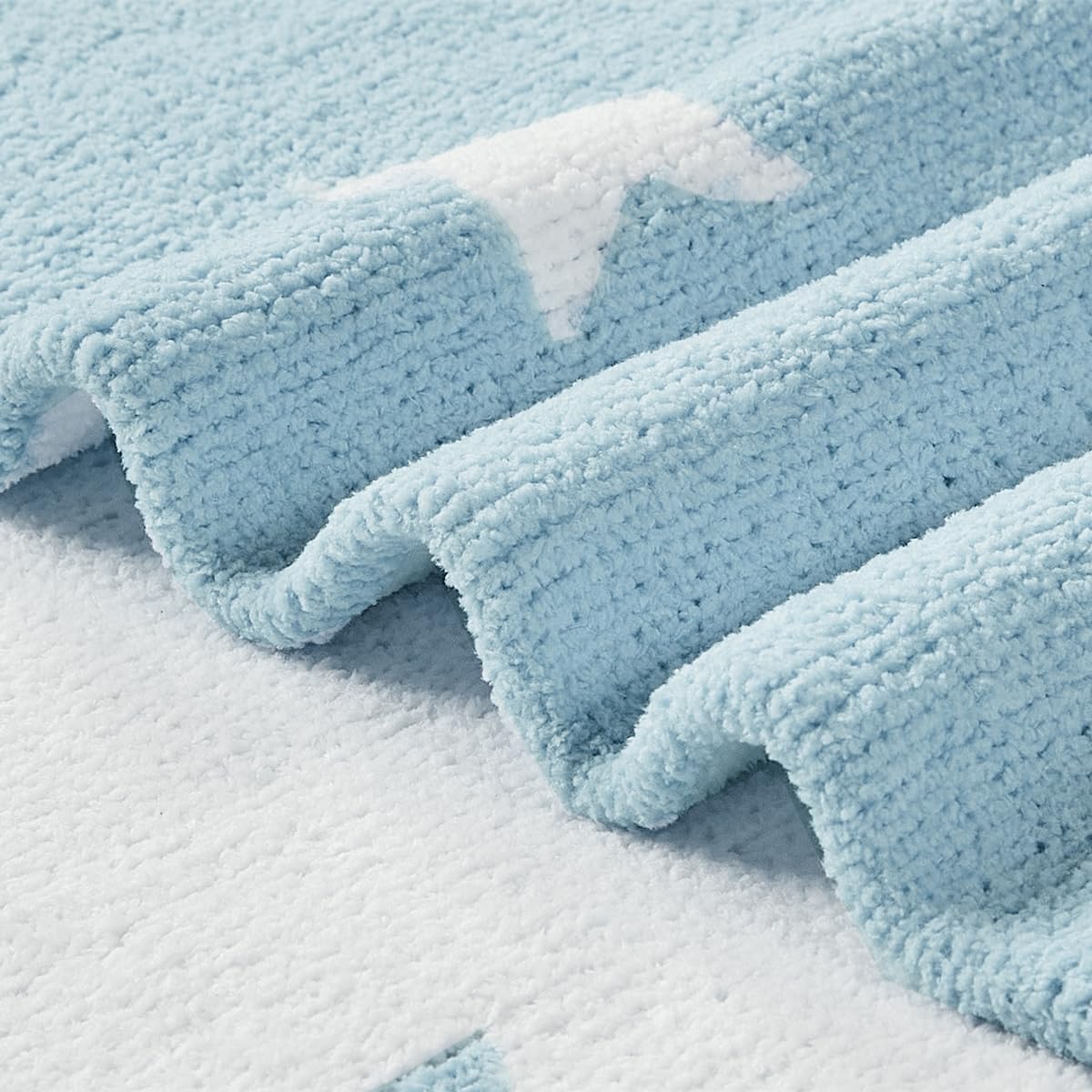 Thumbnail 4 de CREVENT Chenille-Babydecke 75 × 100 cm, kuscheliger Stern in Blau – für Babys, Kleinkinder und Haustiere