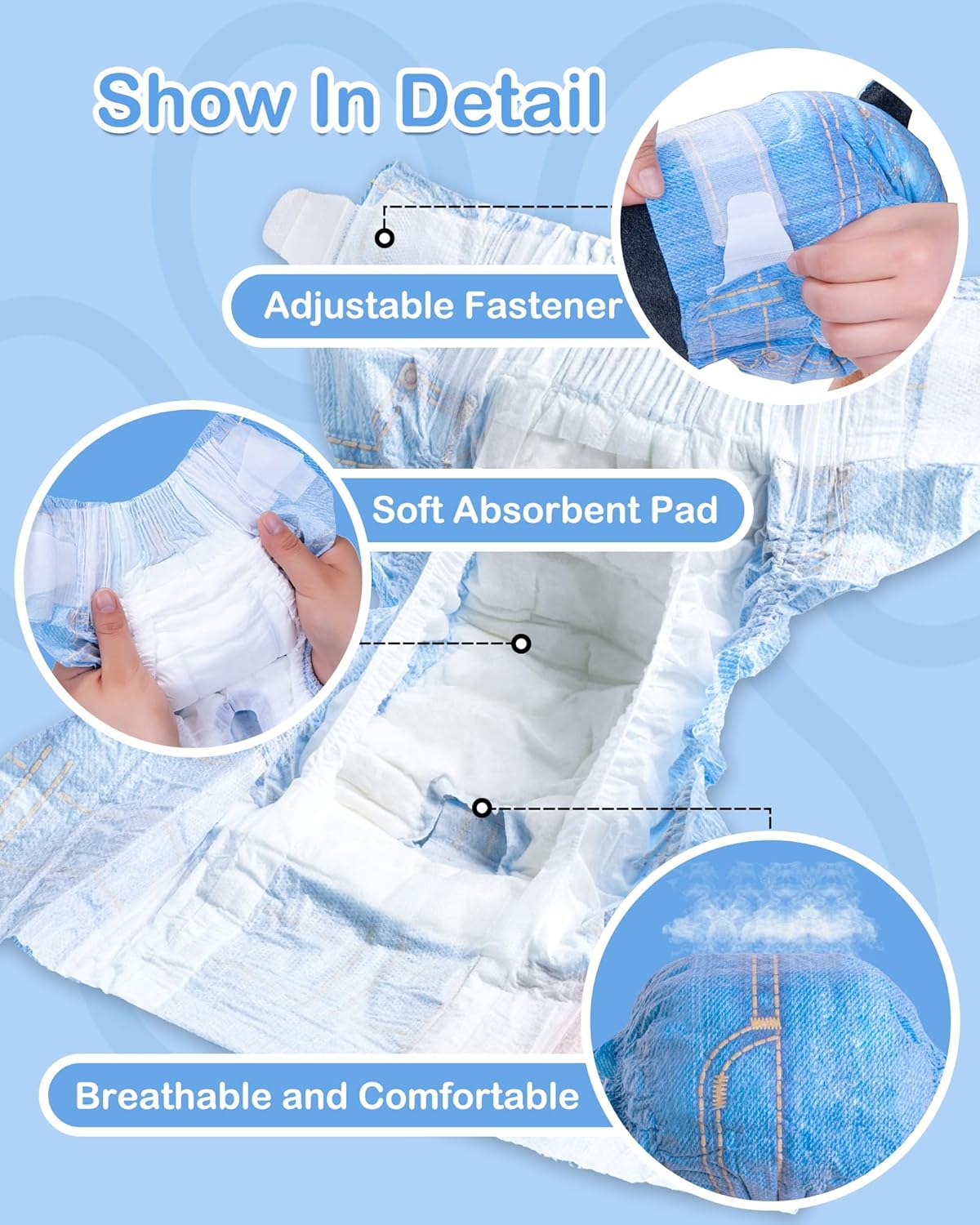 Thumbnail 3 de Pet Soft pannolini per cani femmina in denim, 48 pezzi (Pnats d…)