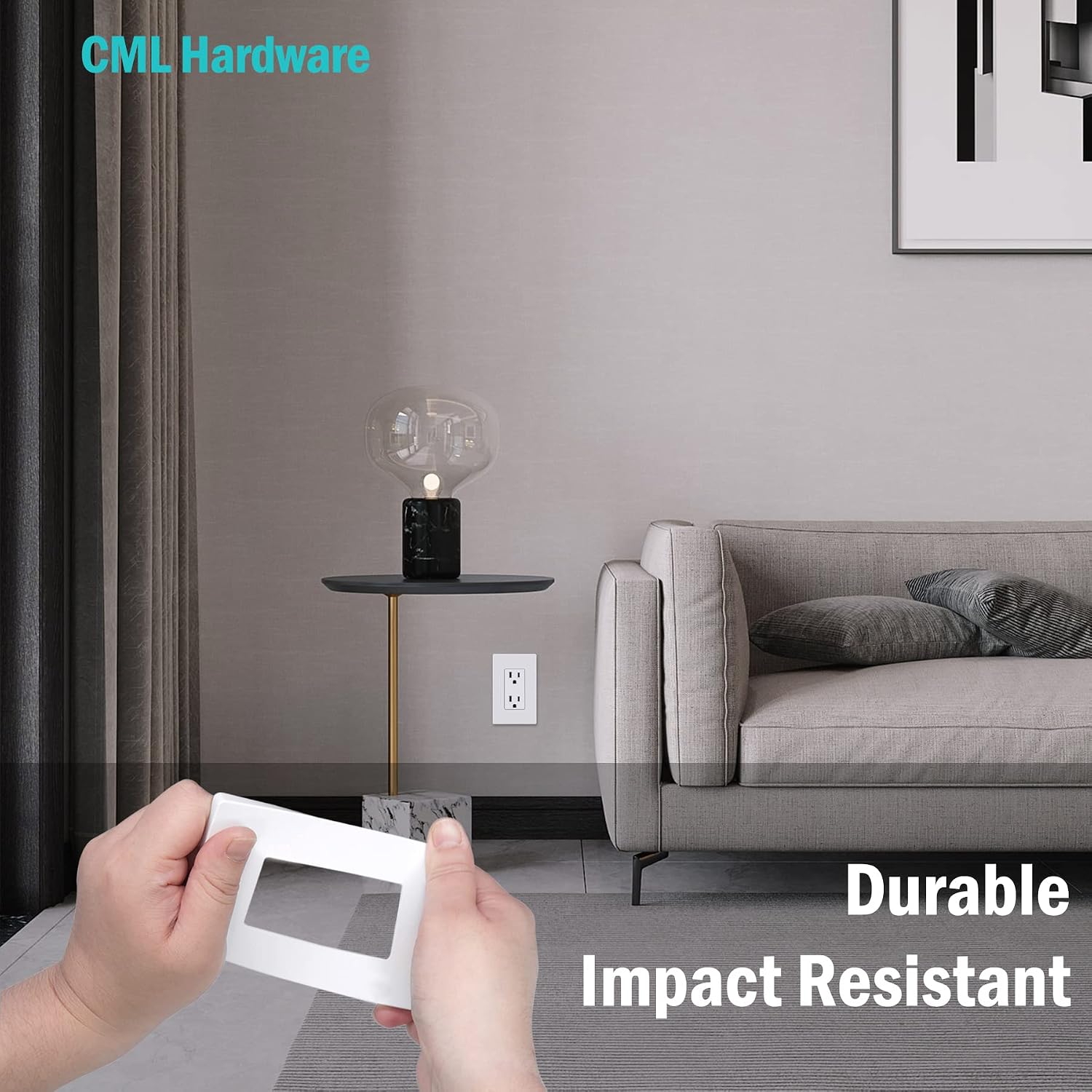Detalle de CML Hardware CSPS-G1-8 Screwless Decorator Wall Plates, Gloss White, 8-Pack