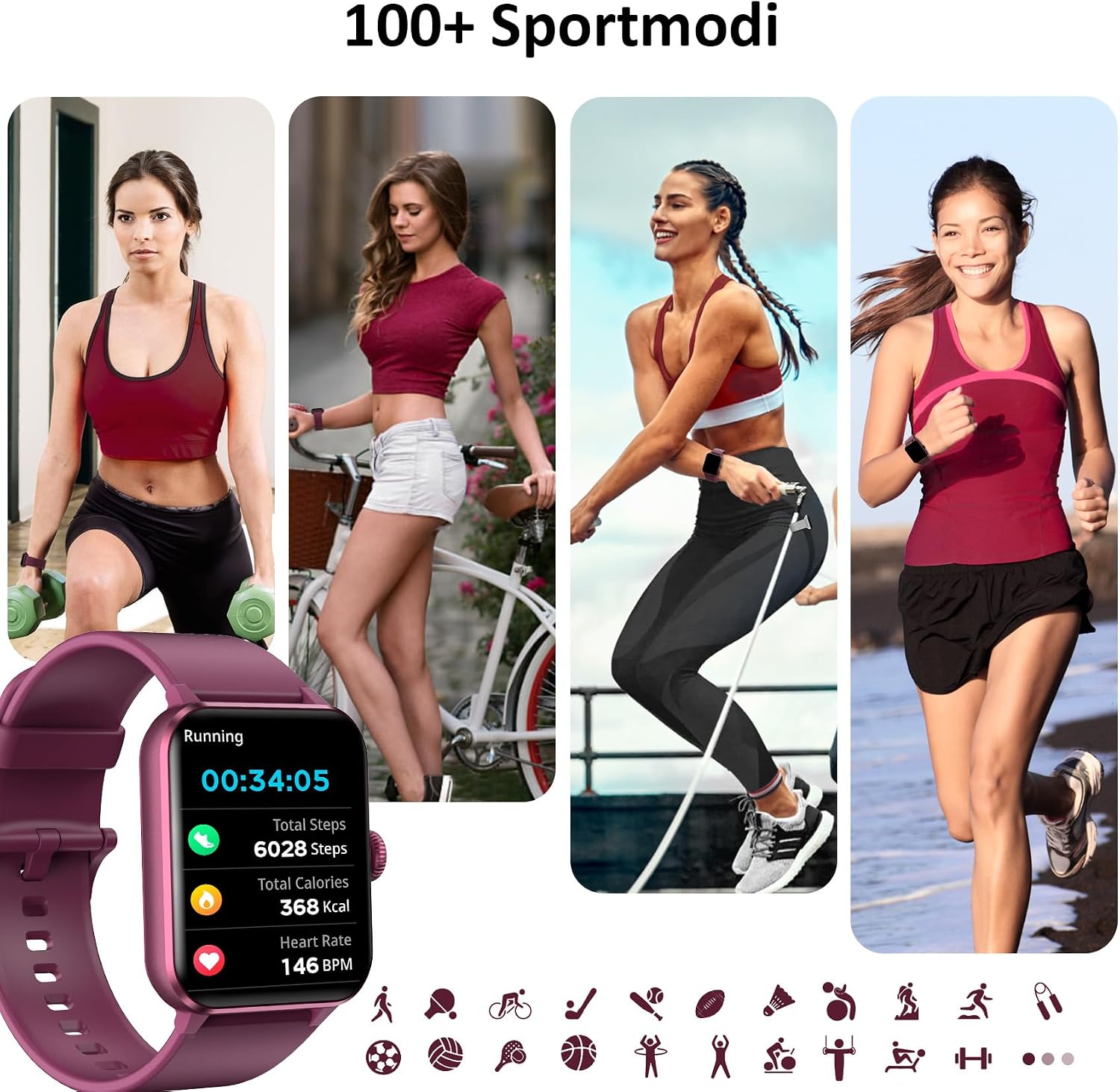 Detalle 2 de Blackview Smartwatch – Alltagstaugliche Smartwatch mit Telefonfunktion und 100+ Sportmodi