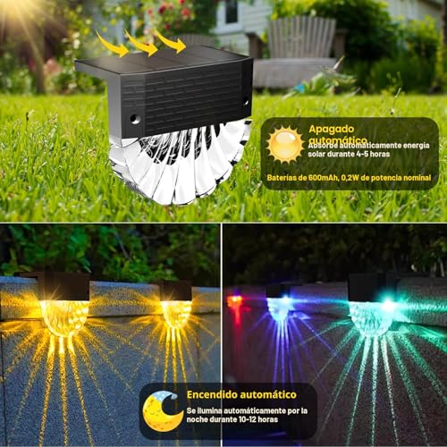 Detalle de FIFlying Luces Solares Led Exterior Jardin (6 Piezas) – IP65, 3 Modos y Auto ON/OFF