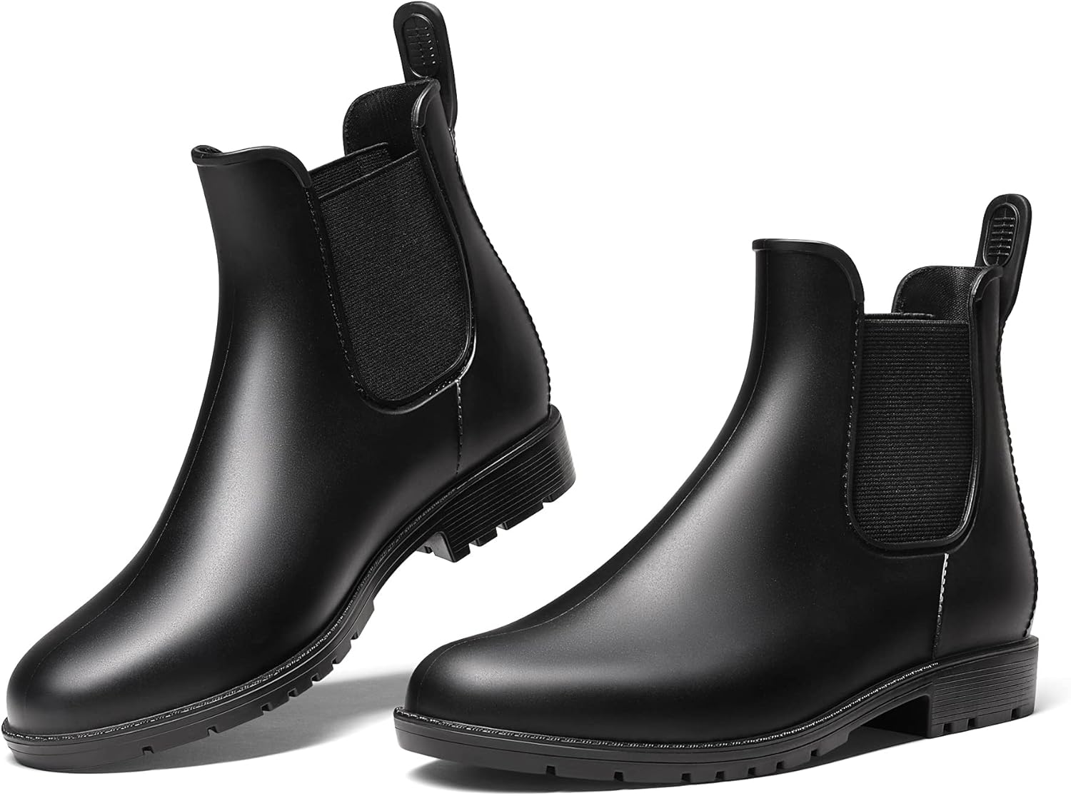 Detalle de DREAM PAIRS Stiefel Damen – Gummistiefel Chelsea Boots, halbhoch, PVC wasserdicht