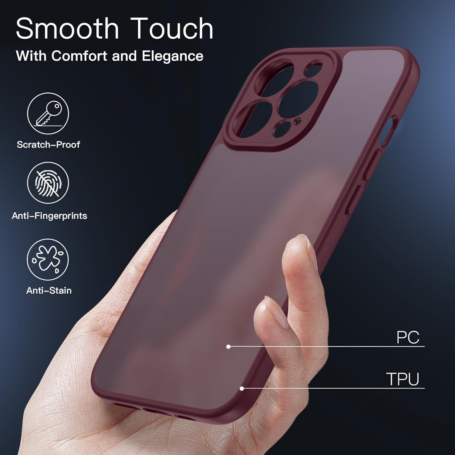 Thumbnail 3 de KPPIT iPhone 15 Pro case with military-grade drop protection (wine red)