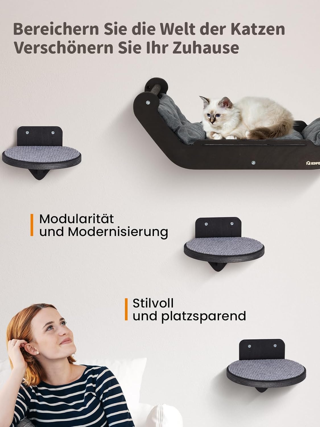 Detalle de Kletterwand Katzen Set 3 Stufen 🐱