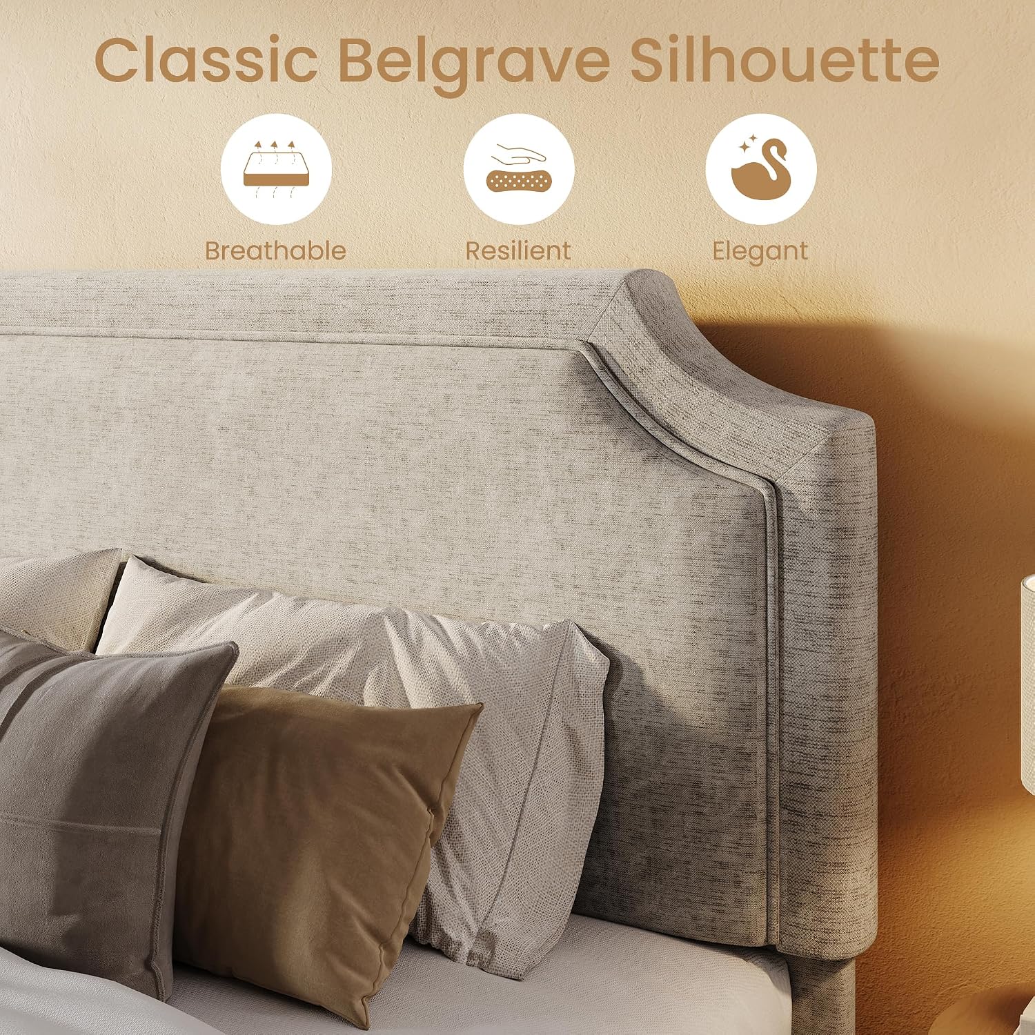 Detalle de SHA CERLIN Upholstered Bed Frame, King