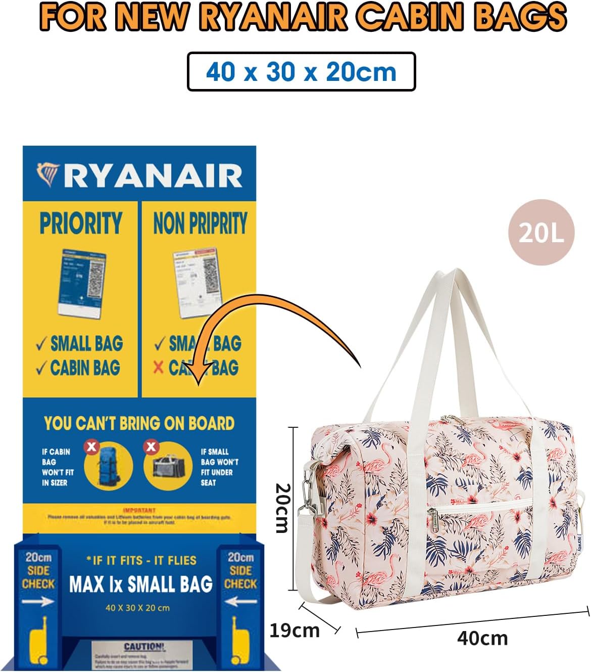 Detalle de Narwey cabin bag 20L underseat 40x30x20