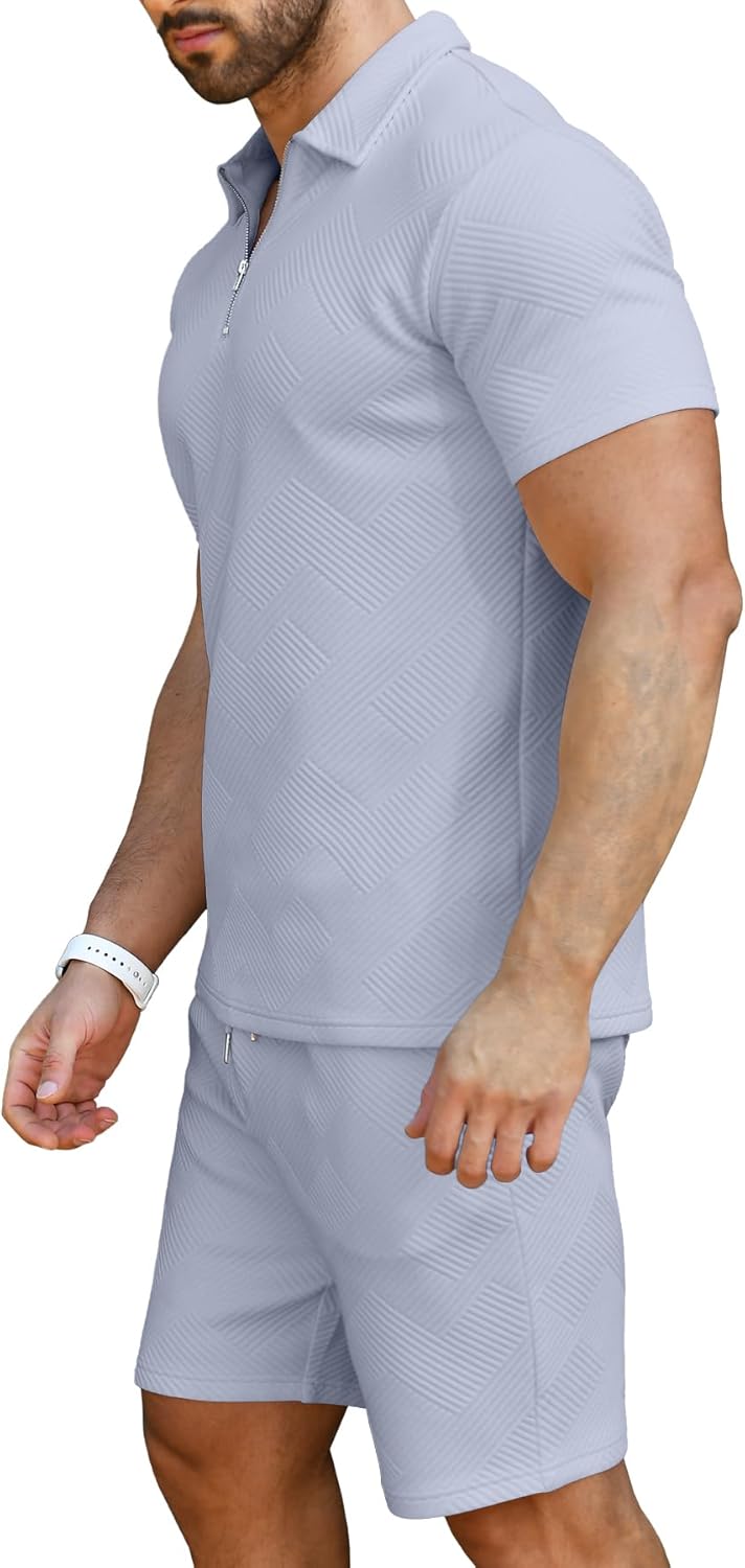 Thumbnail 2 de KUYIGO Herren Poloshirt & Shorts 2-Teiliges Set – Sommer Trainingsanzug