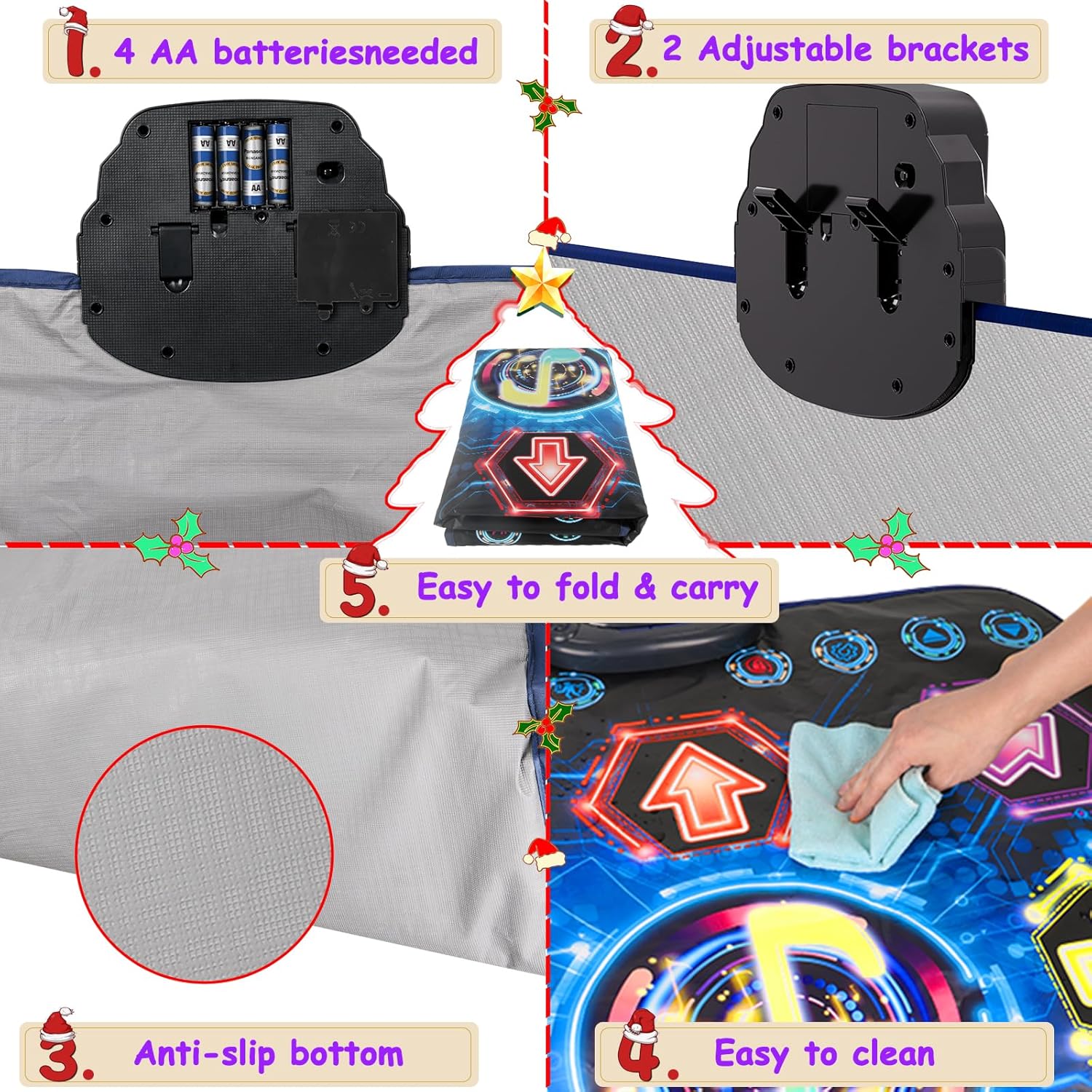 Detalle de Maysida Light-Up Dance Mat for Kids – 8 LED Arrows, 3 Modes, 27 Challenges