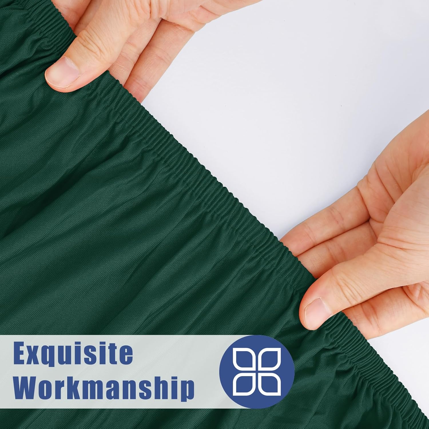 Thumbnail 3 de Moosfor Spandex 4-Foot Rectangle Table Cloth (2 Pack) — Hunter Green Elastic Fitted Outdoor Table Cover, 24"x48
