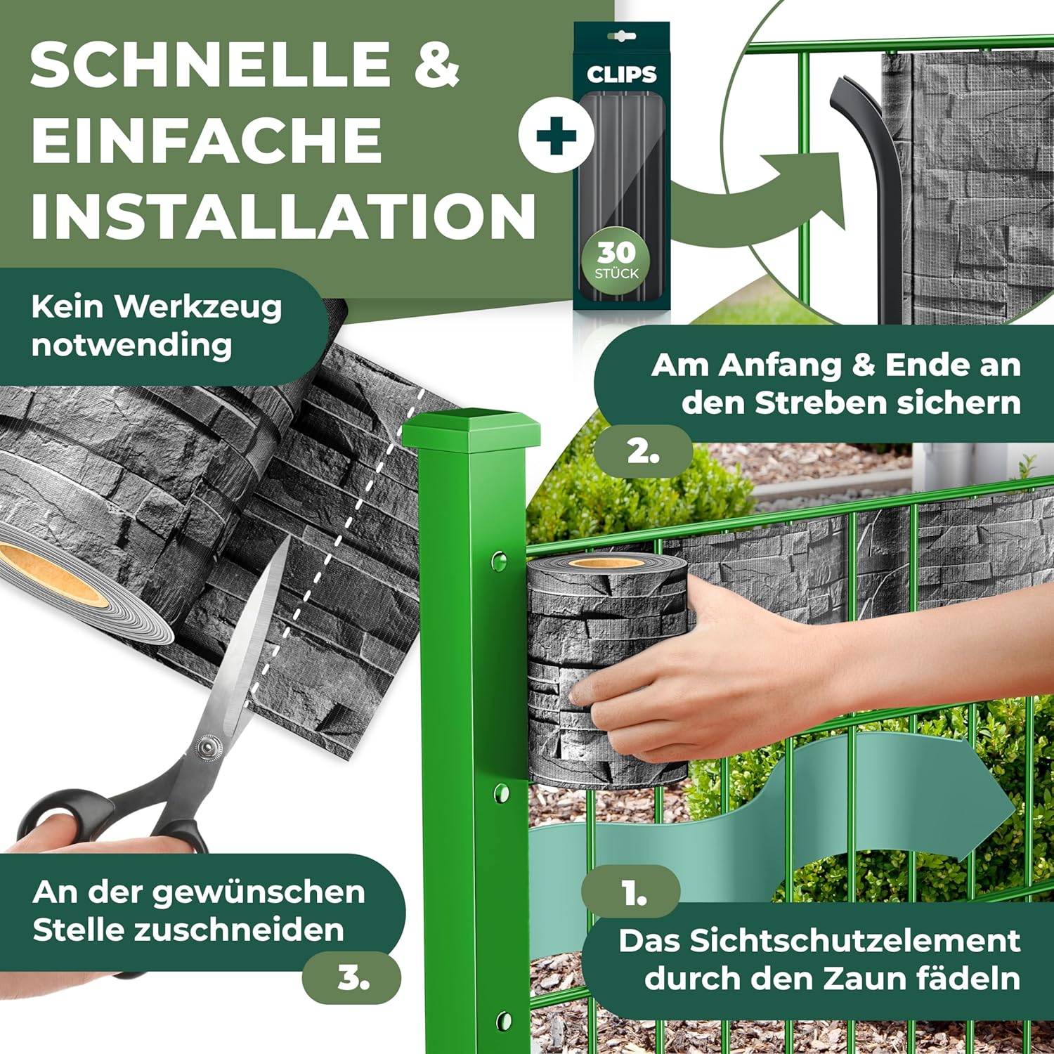 Thumbnail 2 de KESSER PVC Sichtschutzstreifen für Doppelstabmattenzaun – 19 cm x 35 m, Anthrazit