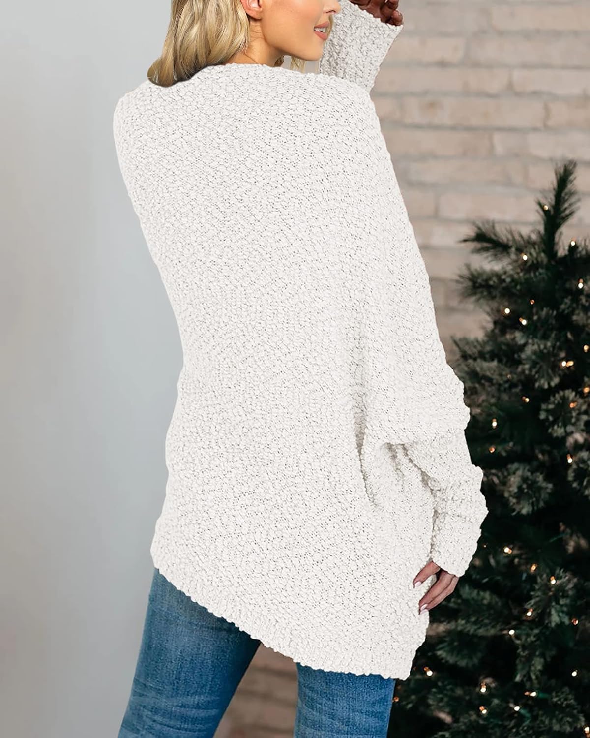 Thumbnail 5 de Saodimallsu Popcorn Knit Oversized Open Cardigan for Women
