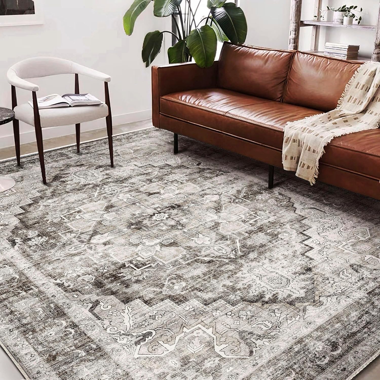 Thumbnail 1 de CHAMPLANT 9x12 Washable Boho Floral Rug