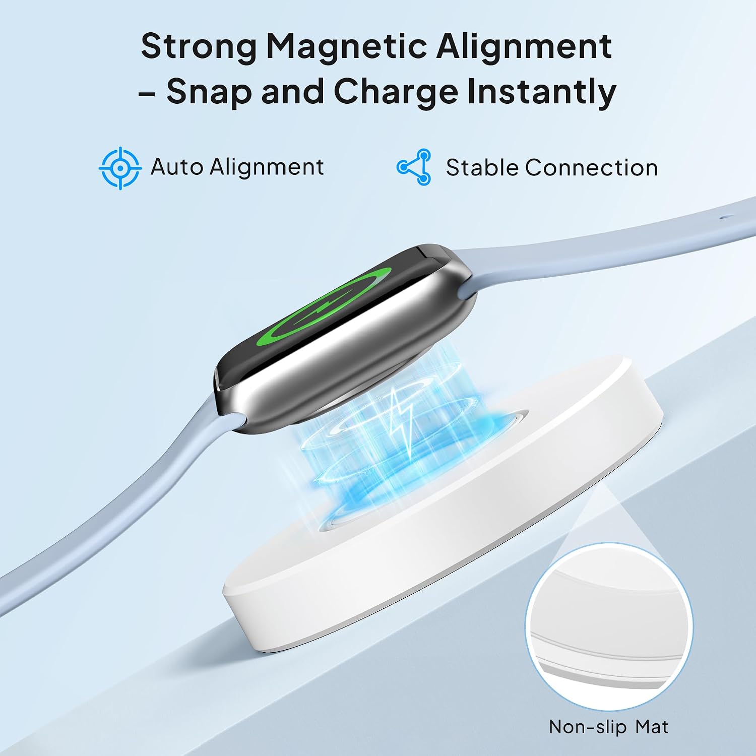 Detalle 1 de Elebase 5W Foldable Apple Watch Charger with USB-C and Lightning Inputs