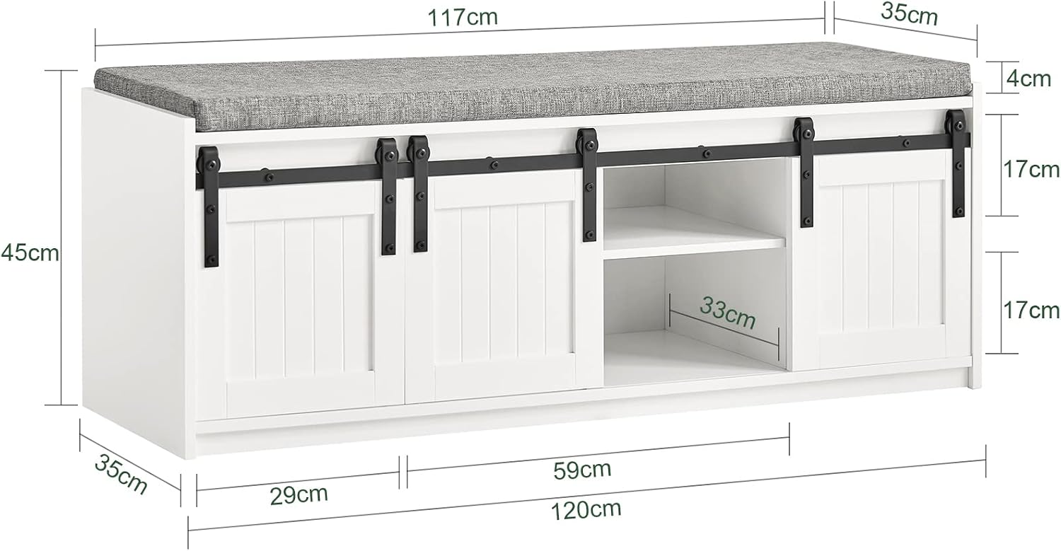 Detalle de SoBuy FSR133-W Banco zapatero 120 x 35 x 45 cm