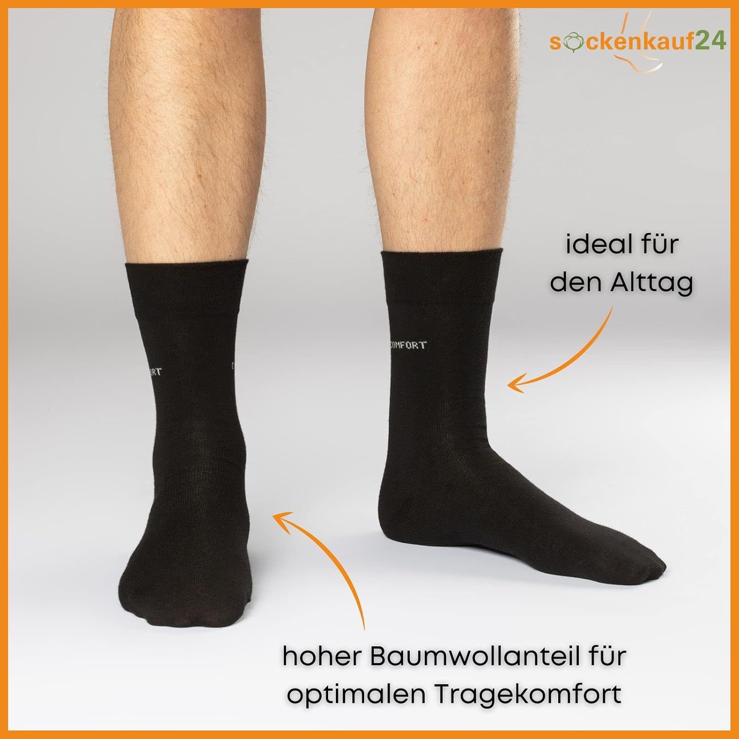 Detalle de 10 Paar Comfort Socken ohne Gummi & ohne Naht – Baumwolle, Komfortbund, Herren & Damen