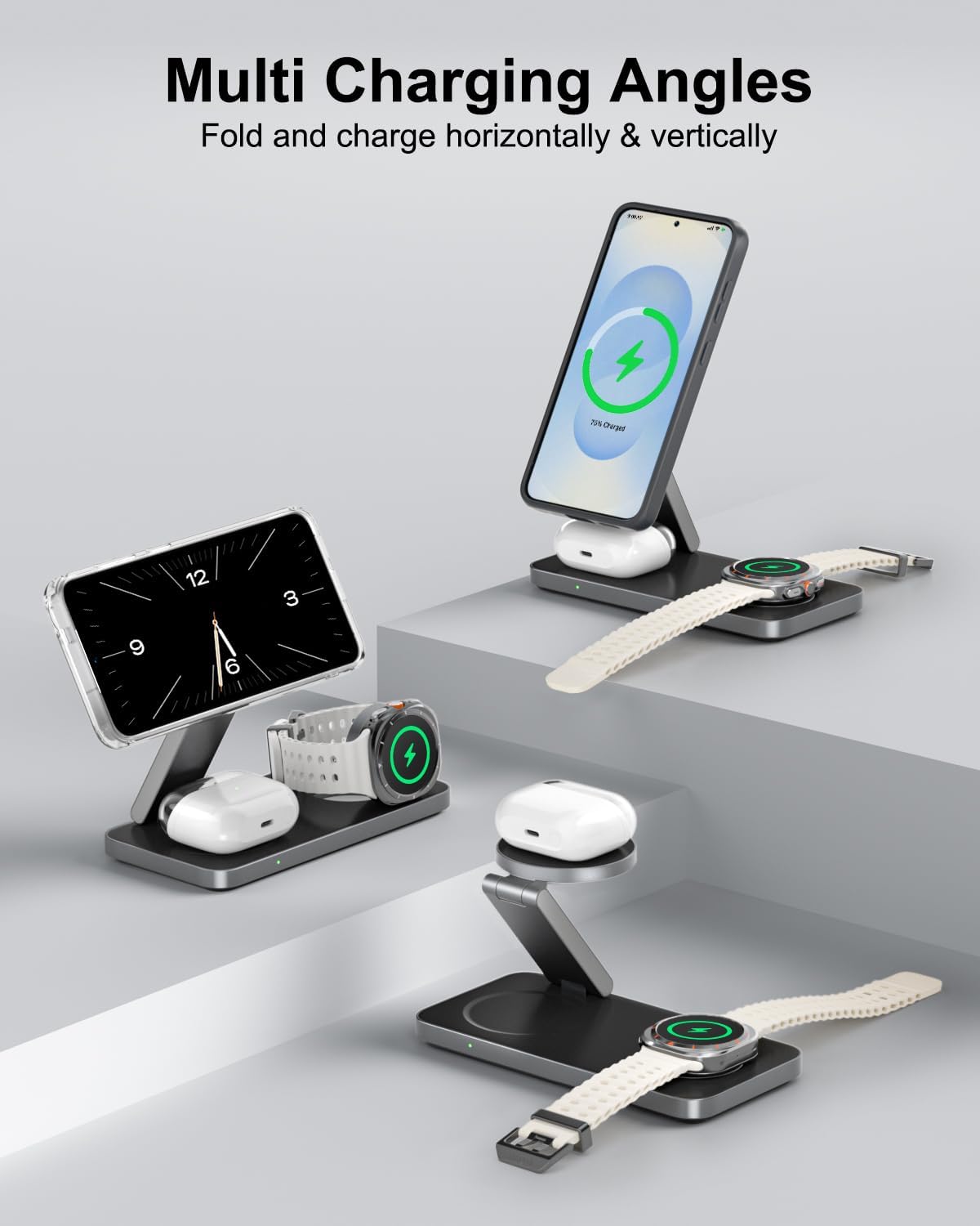 Thumbnail 6 de KEEPRO 3-in-1 Charging Station for Samsung (Magnetic Fast Wireless Charger Stand)