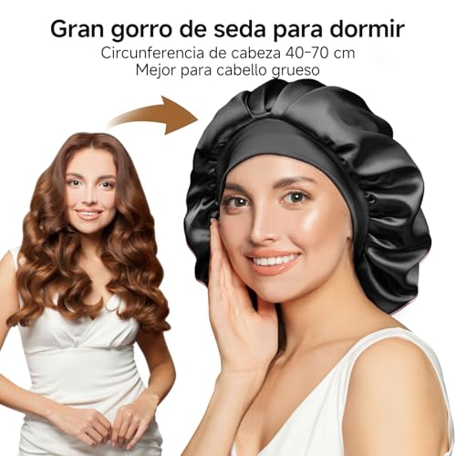 Detalle de Umisleep Gorro de Seda para Dormir con Interior 100% Seda de Morera – protección suave para el cabello