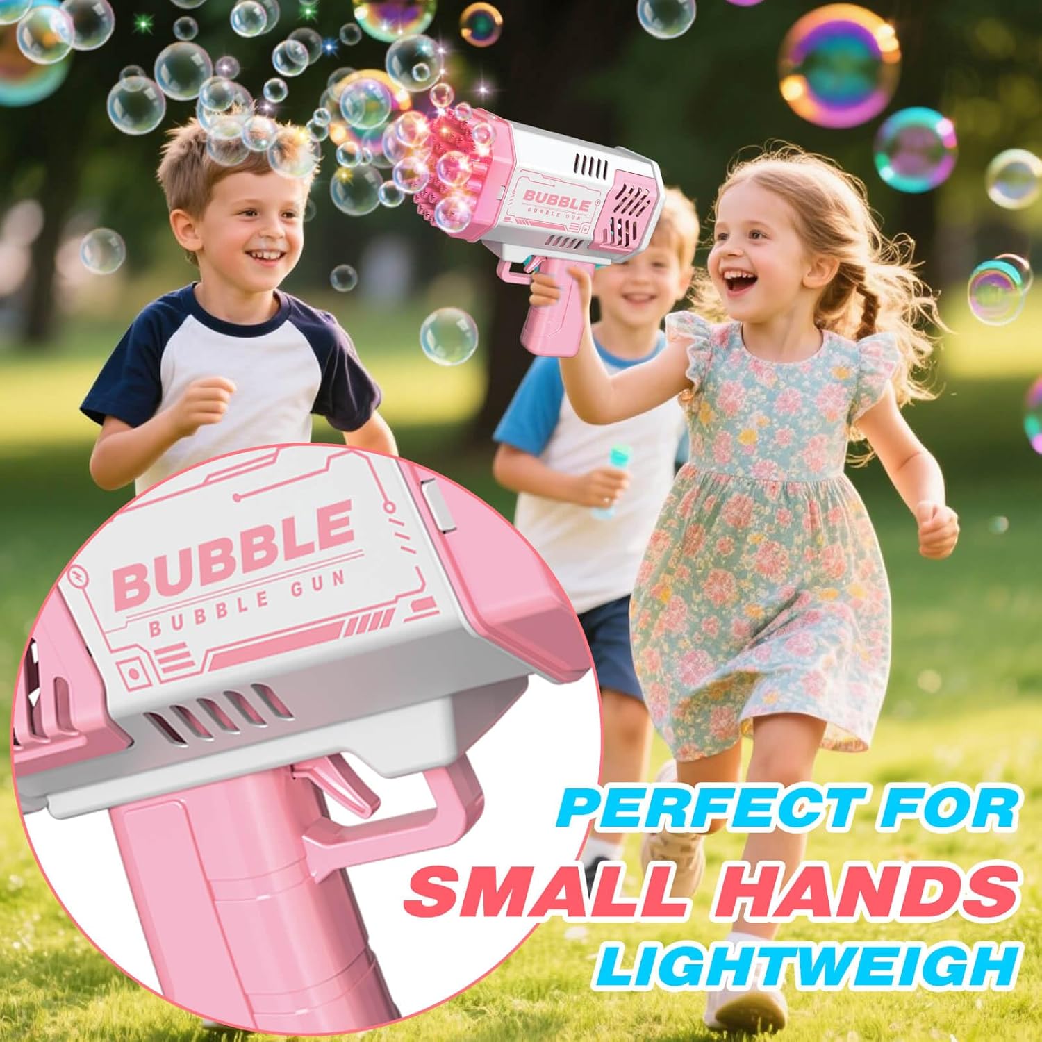Detalle de JONEG Two-Pack Bubble Machine for Kids (Ages 3–8) – 2 Piece Set with Refills