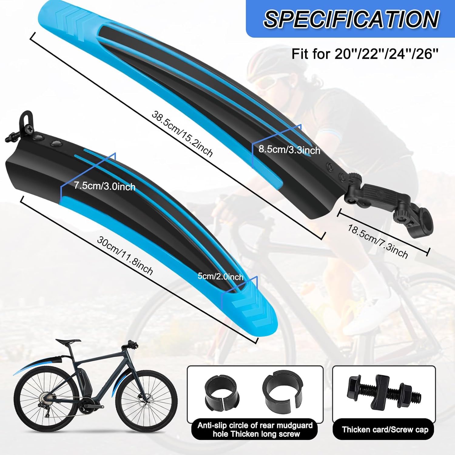 Thumbnail 1 de Ledeak Bike Mudguard Set: Portable Adjustable Front and Rear Fenders for MTB and Road Bikes