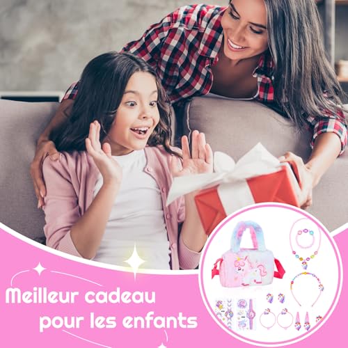 Thumbnail 6 de Halinuia 13 PCS Sac licorne et bijoux pour enfants — Ensemble princesse pour filles 4–8 ans