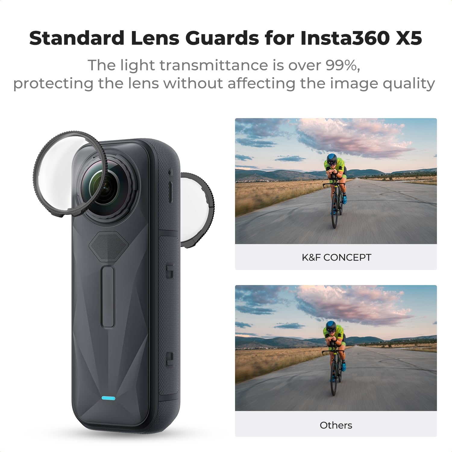 Thumbnail 1 de K&F Concept Standard Lens Guards for Insta360 X5 – 4 Lens Guards + Screen Protector Kit