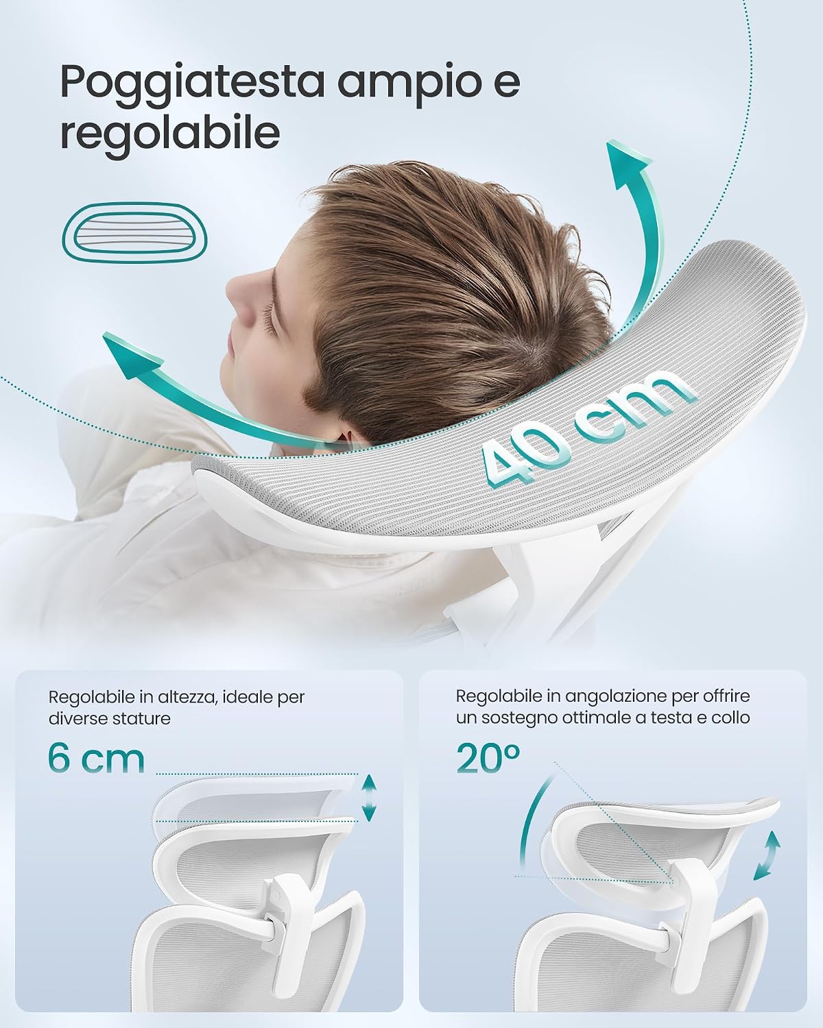 Thumbnail 6 de SONGMICS Sedia da Ufficio Ergonomica OBN066GD01: comfort regolabile e supporto completo