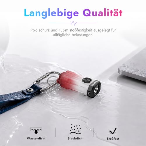 Detalle 2 de WUBEN E2 Mini Taschenlampe LED Aufladbar – kompakt, 3-in-1 Magnet, inklusive P5‑Option