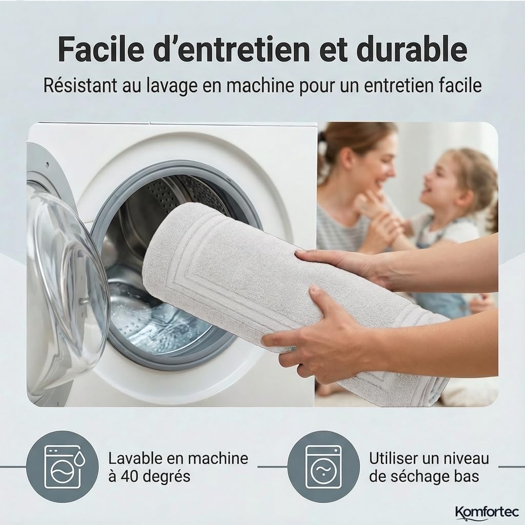Detalle 2 de Komfortec Lot de 2 Tapis de Bain 50 x 70 cm