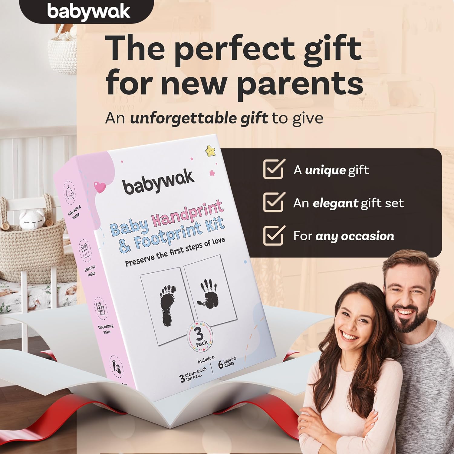Detalle de Baby Hand and Footprint Kit – Inkless Clean Touch (Small, 0–6 Months)
