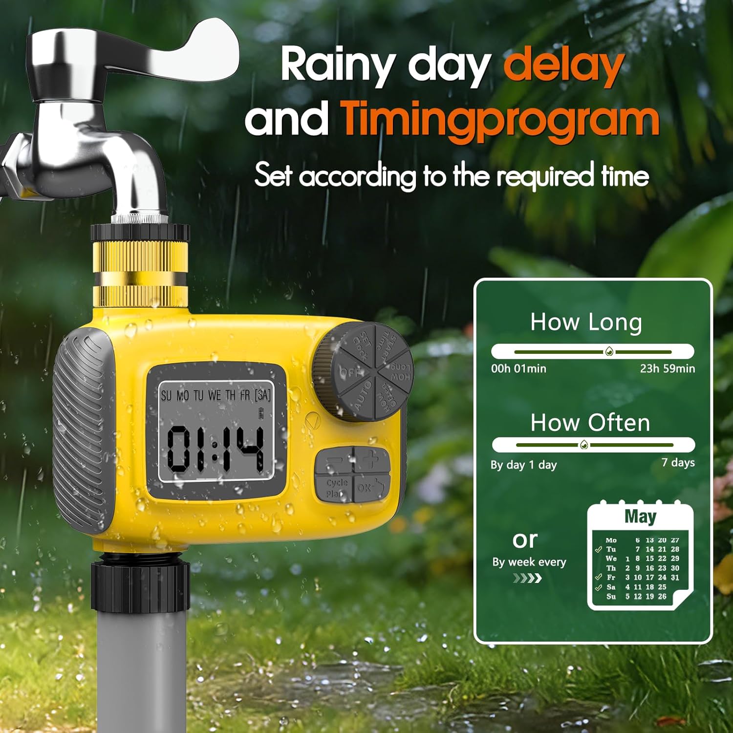 Thumbnail 2 de CyberOrd Drip Irrigation System Kit with built-in hose timer, 98ft tubing and 20 adjustable 360° nozzles
