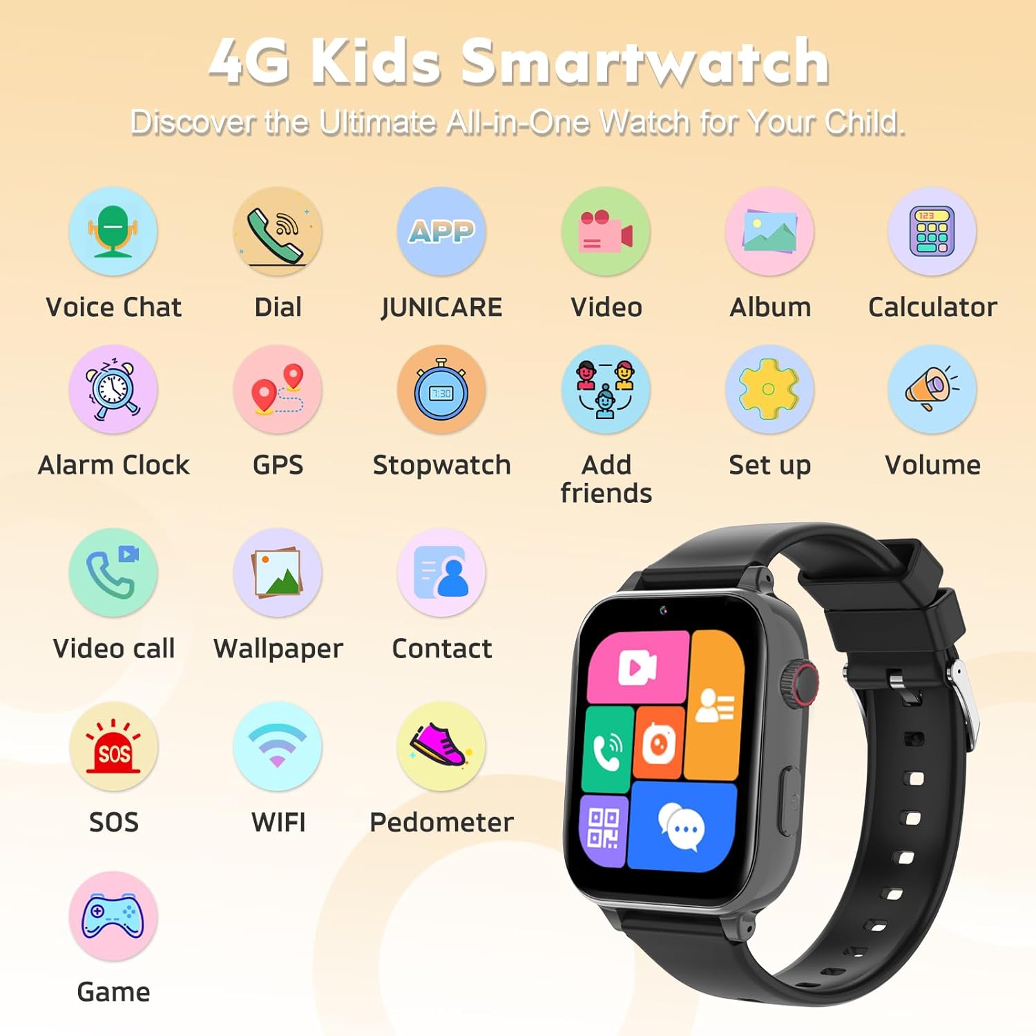 Thumbnail 3 de BJLBOJEY Kids Smart Watch GPS Tracker 4G (4G LTE) with Video Calls, SOS and School Mode for ages 5–12