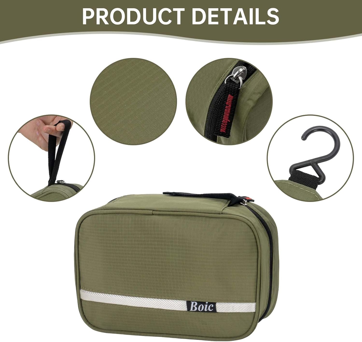 Thumbnail 1 de Boic Hanging Toiletry Bag – Waterproof Foldable Travel Wash Bag (Green)