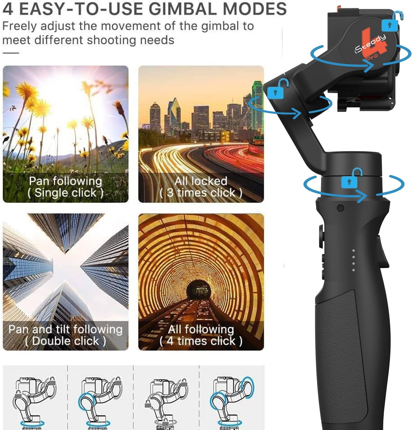 Thumbnail 5 de Hohem iSteady Pro 4-Action Camera Gimbal Stabilizer (3-axis) for GoPro, Osmo Action & Insta360 One R