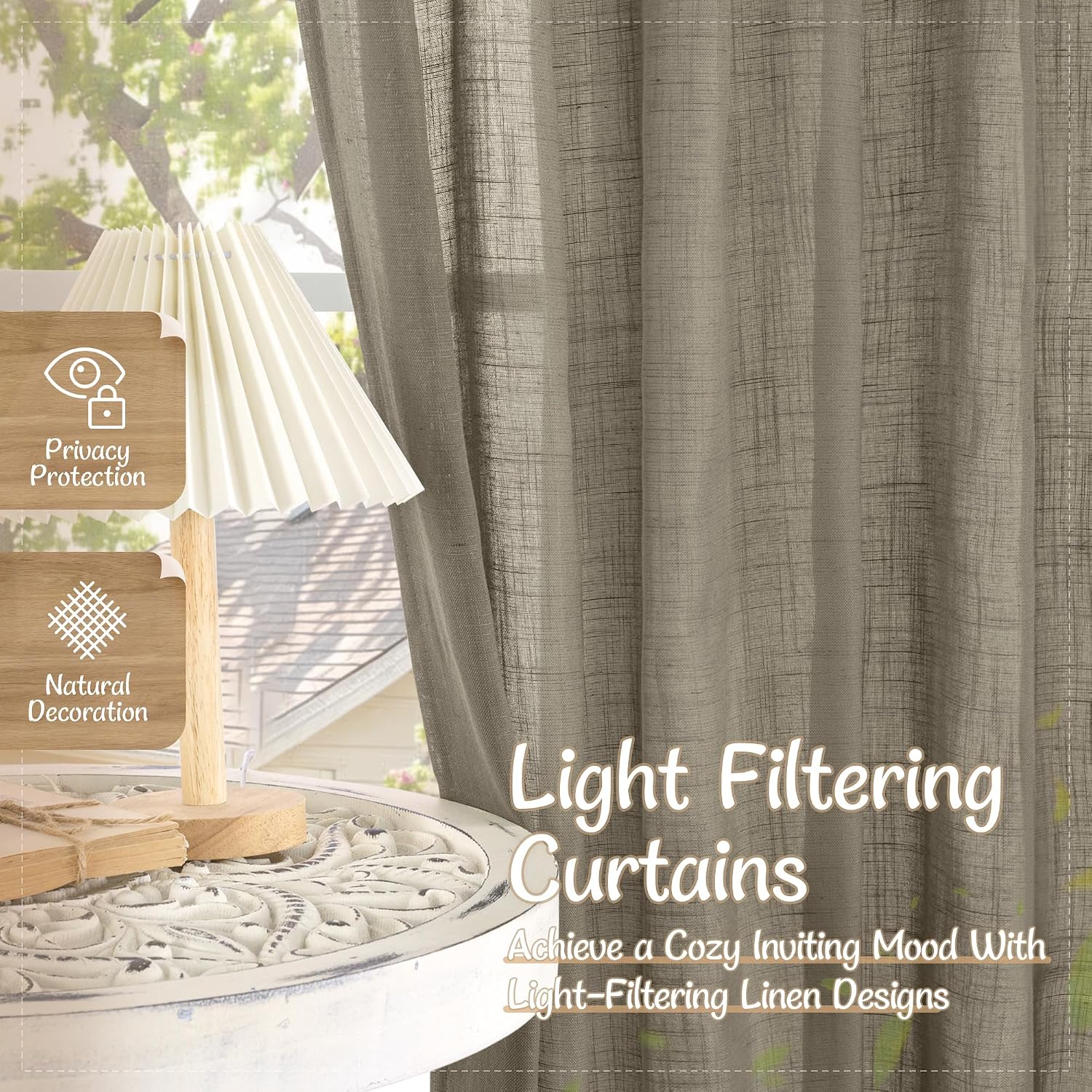 Detalle 2 de LAMIT Semi Sheer Curtains 34 x 40 Inch