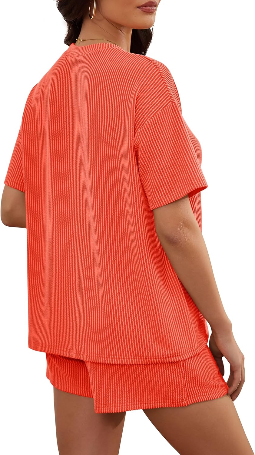 Thumbnail 4 de RUBZOOF Women's 2 Piece Knit Lounge Set — Short Sleeve Top + Shorts