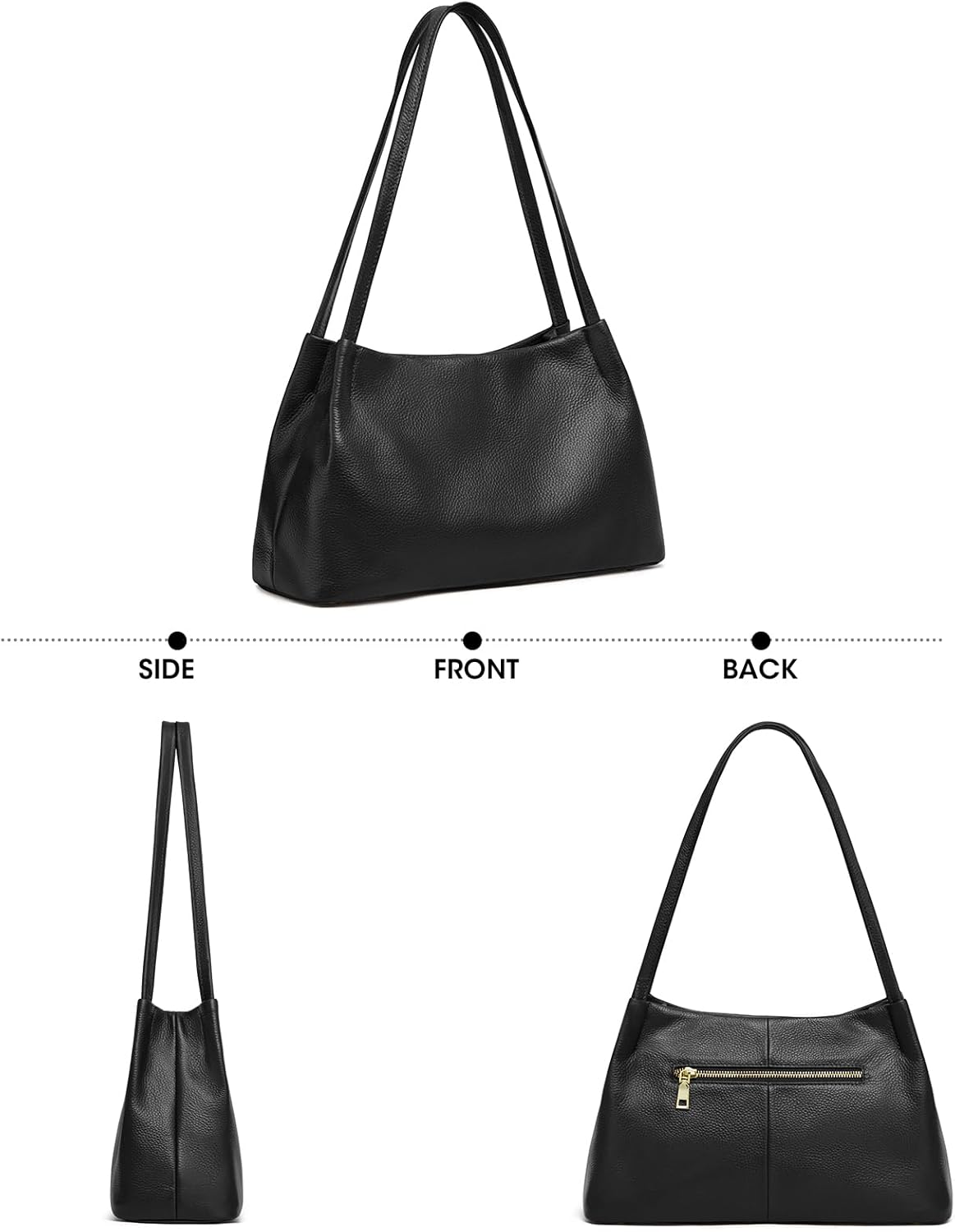 Thumbnail 6 de Kattee Sacs à main en cuir véritable souple – sac hobo féminin à fermeture magnétique