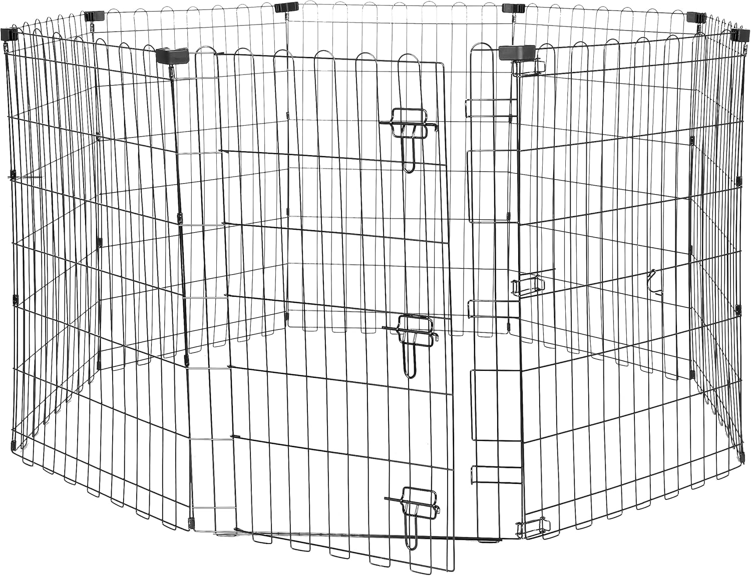 Amazon Basics Parc de jeu en métal pliable pour chiens et animaux – 8 panneaux, porte, 91 cm – Noir (Octogonal)