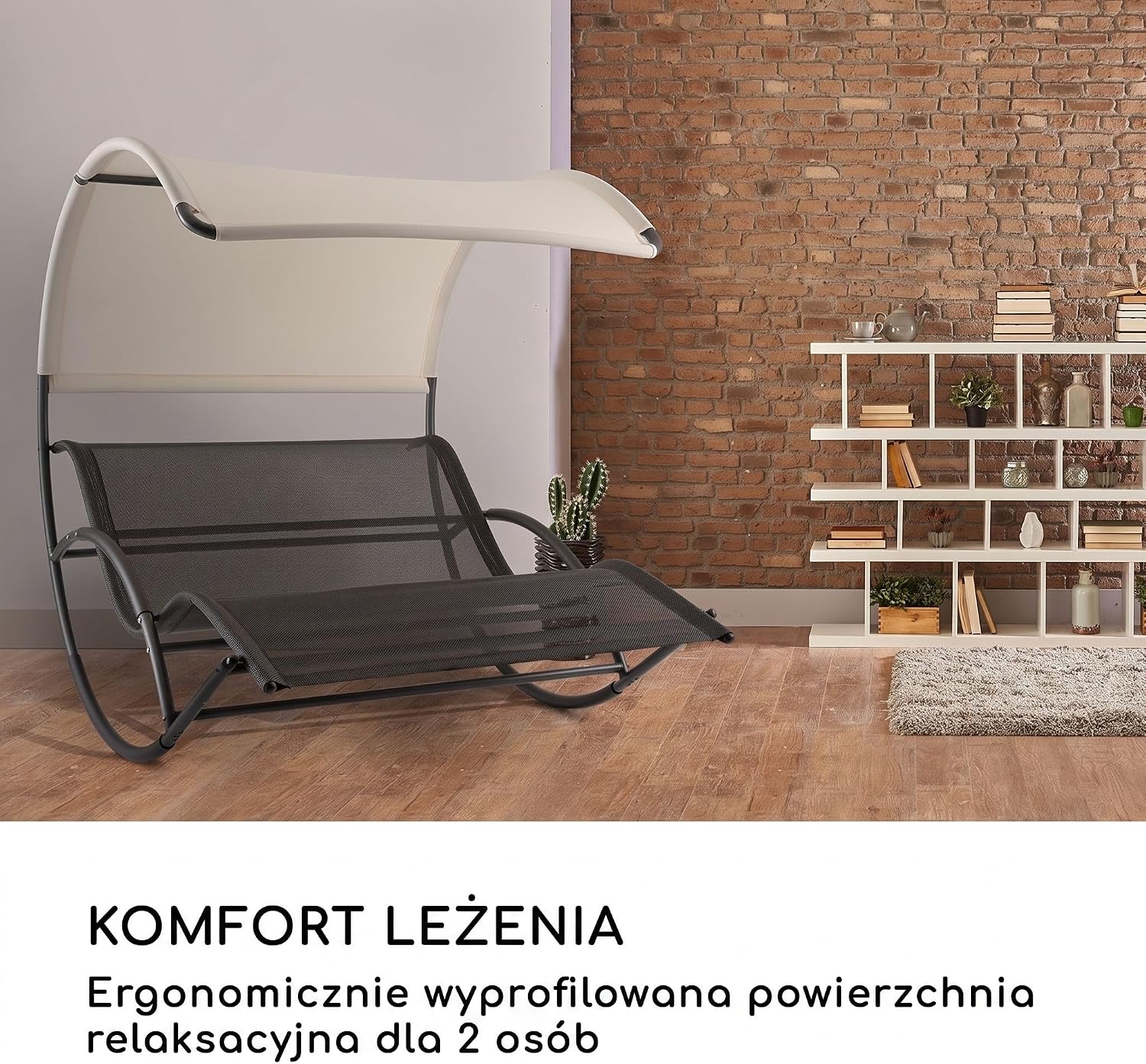 Detalle de blumfeldt The Big Easy 10032240 – leżak bujany z dachem UV, do 350 kg